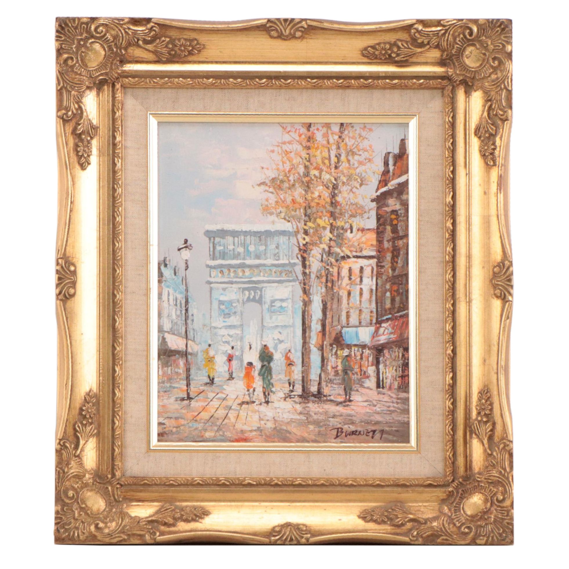 French Street Scene Oil Painting, Circa 1975