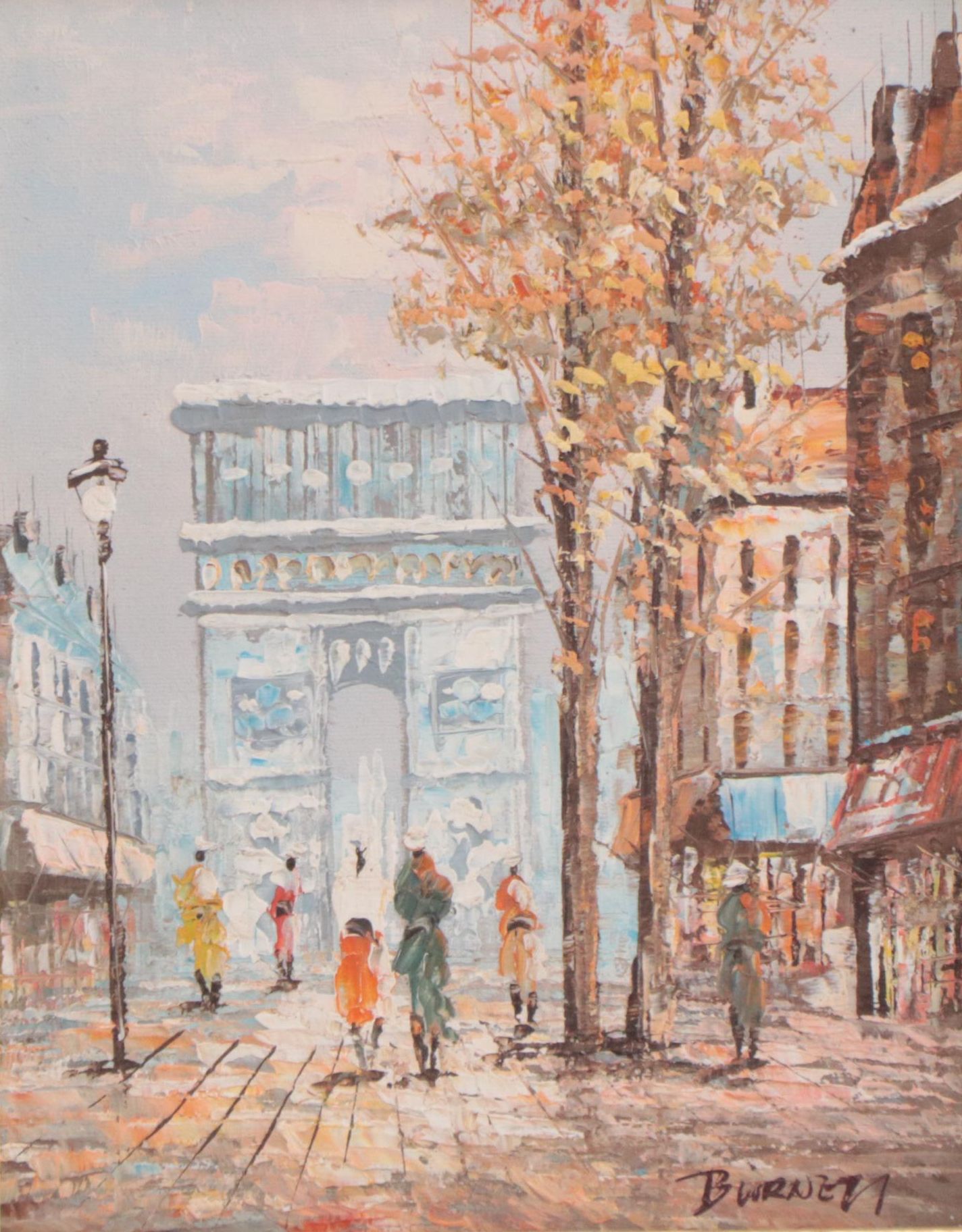 French Street Scene Oil Painting, Circa 1975
