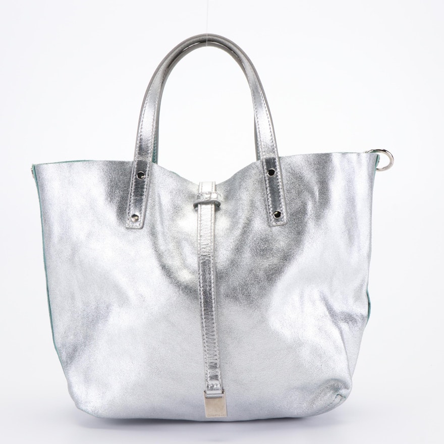 TIFFANY&Co. Tote Bag reversible leather/Suede Silver Silver Women