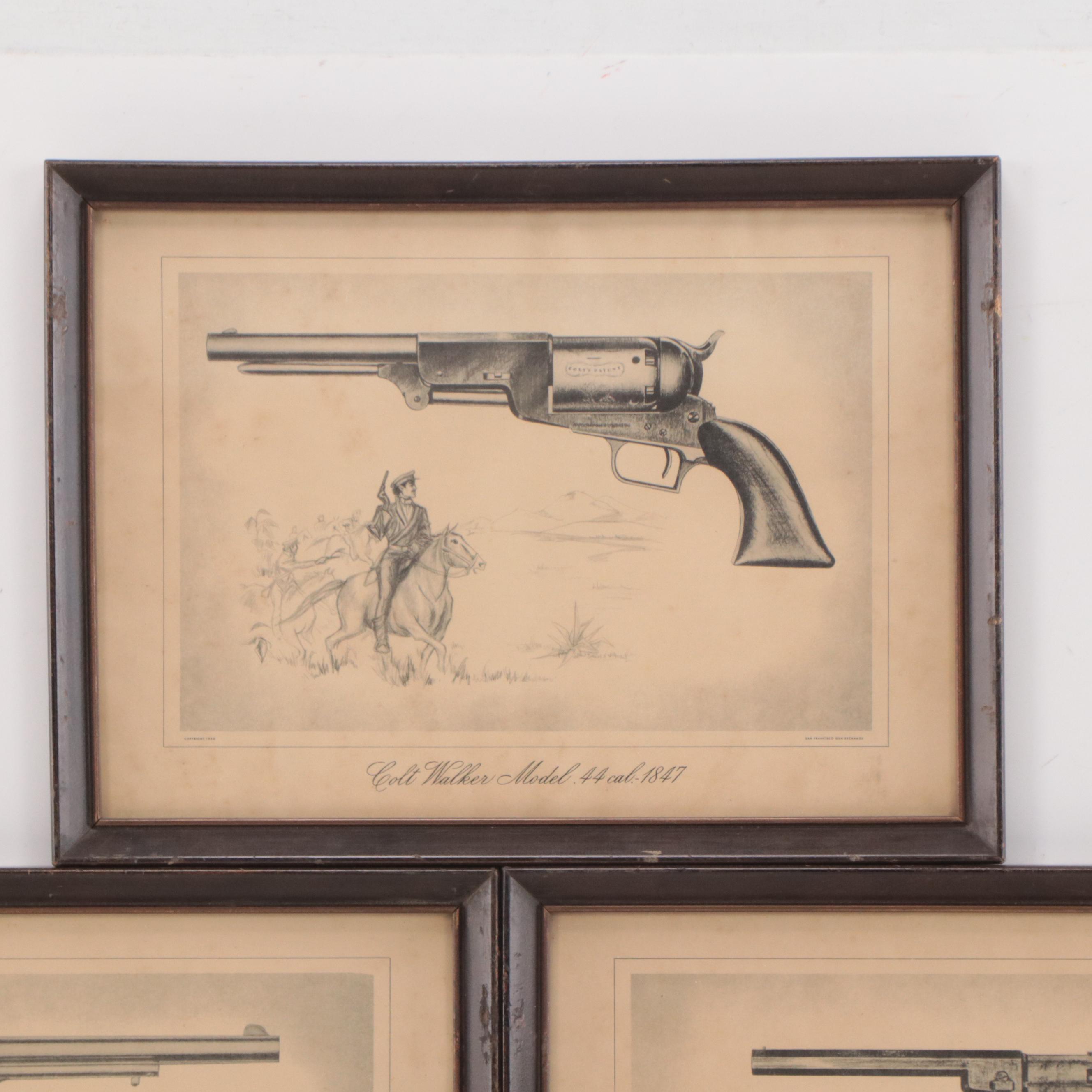 Prints of Colt Revolvers and Western Scenes, 1950s