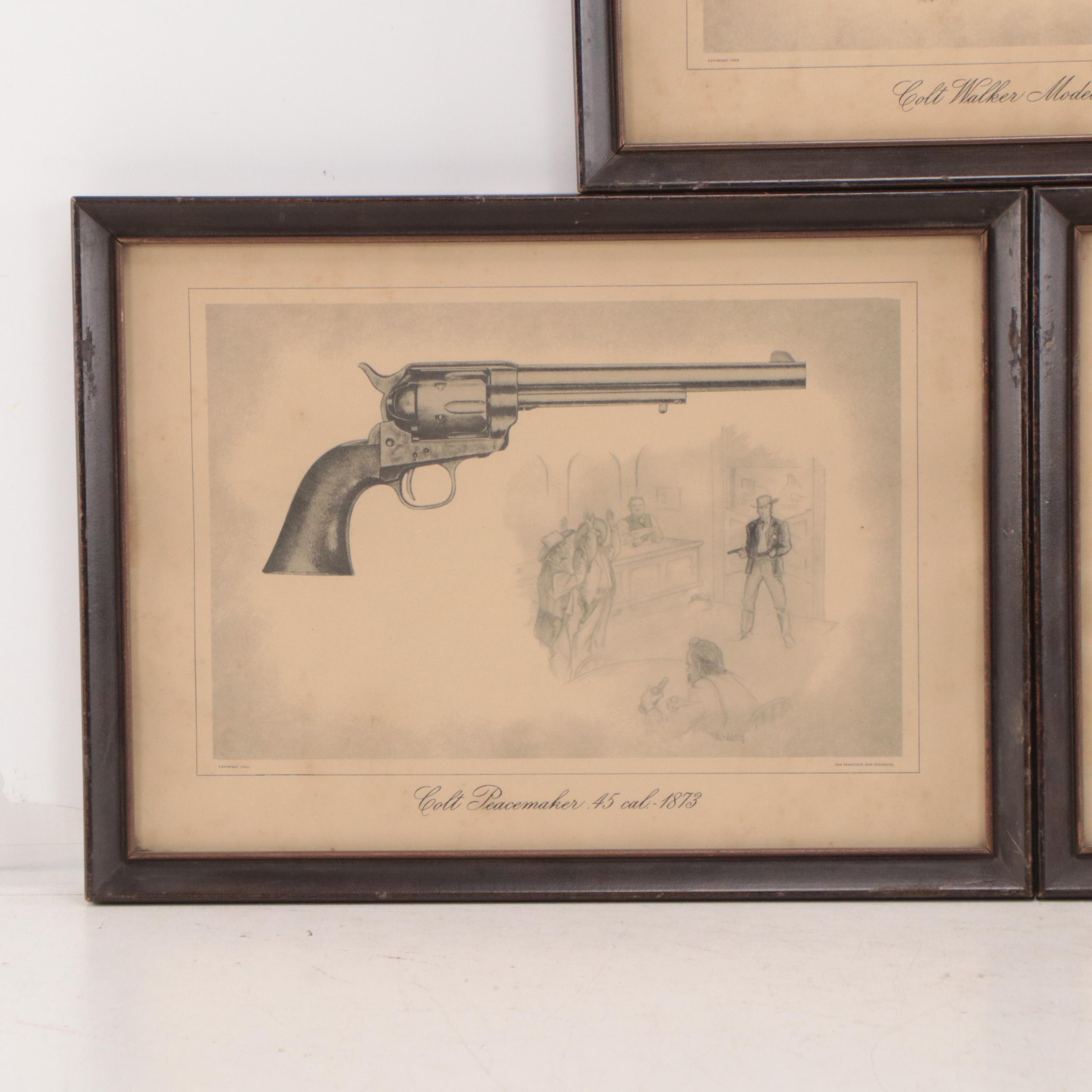 Prints of Colt Revolvers and Western Scenes, 1950s