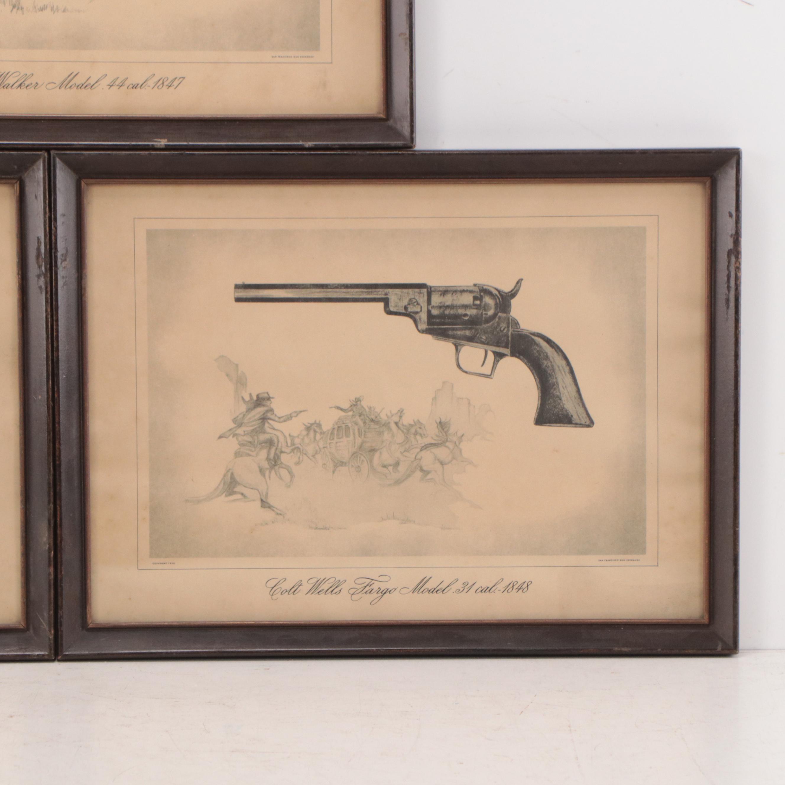 Prints of Colt Revolvers and Western Scenes, 1950s