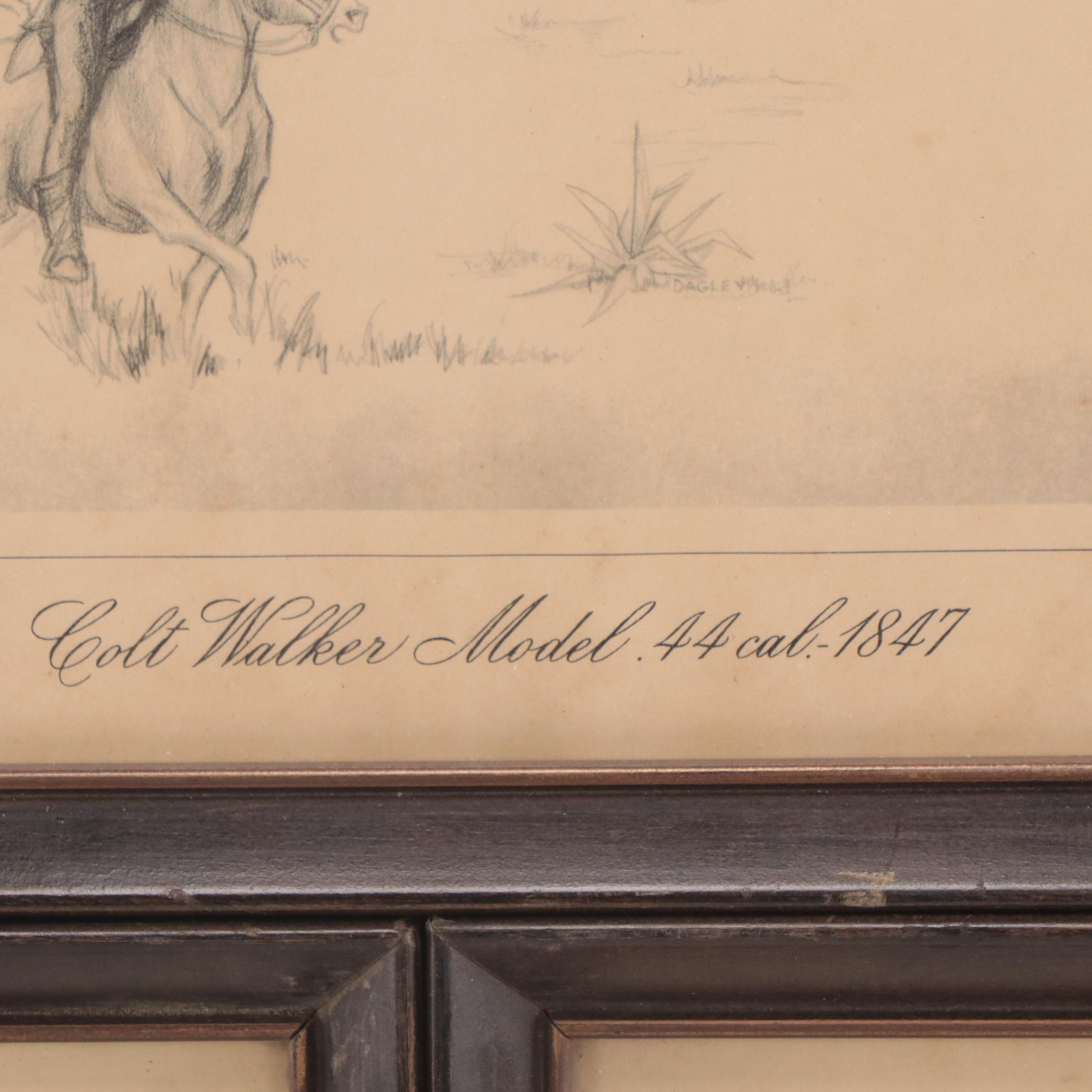 Prints of Colt Revolvers and Western Scenes, 1950s