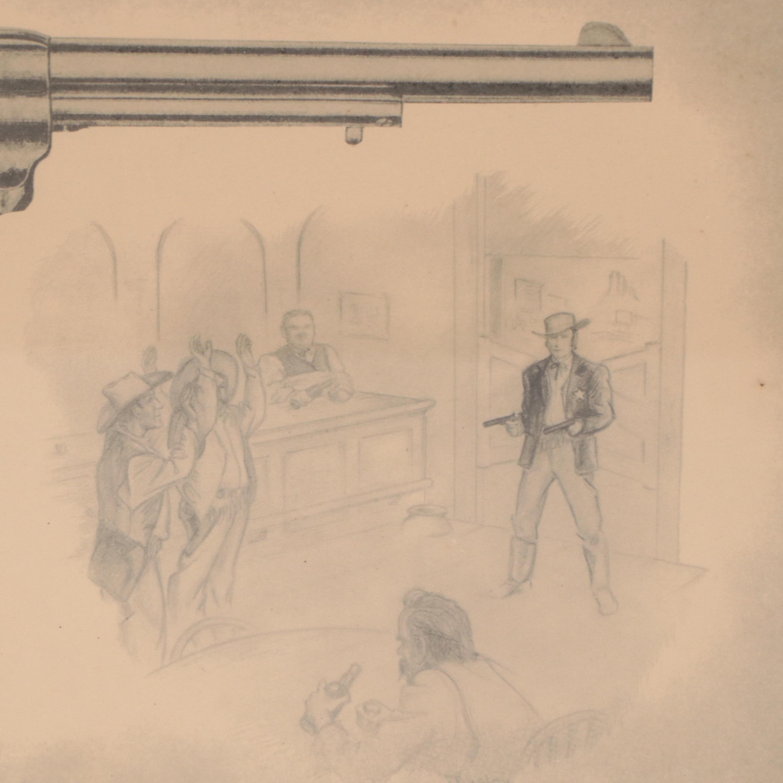 Prints of Colt Revolvers and Western Scenes, 1950s