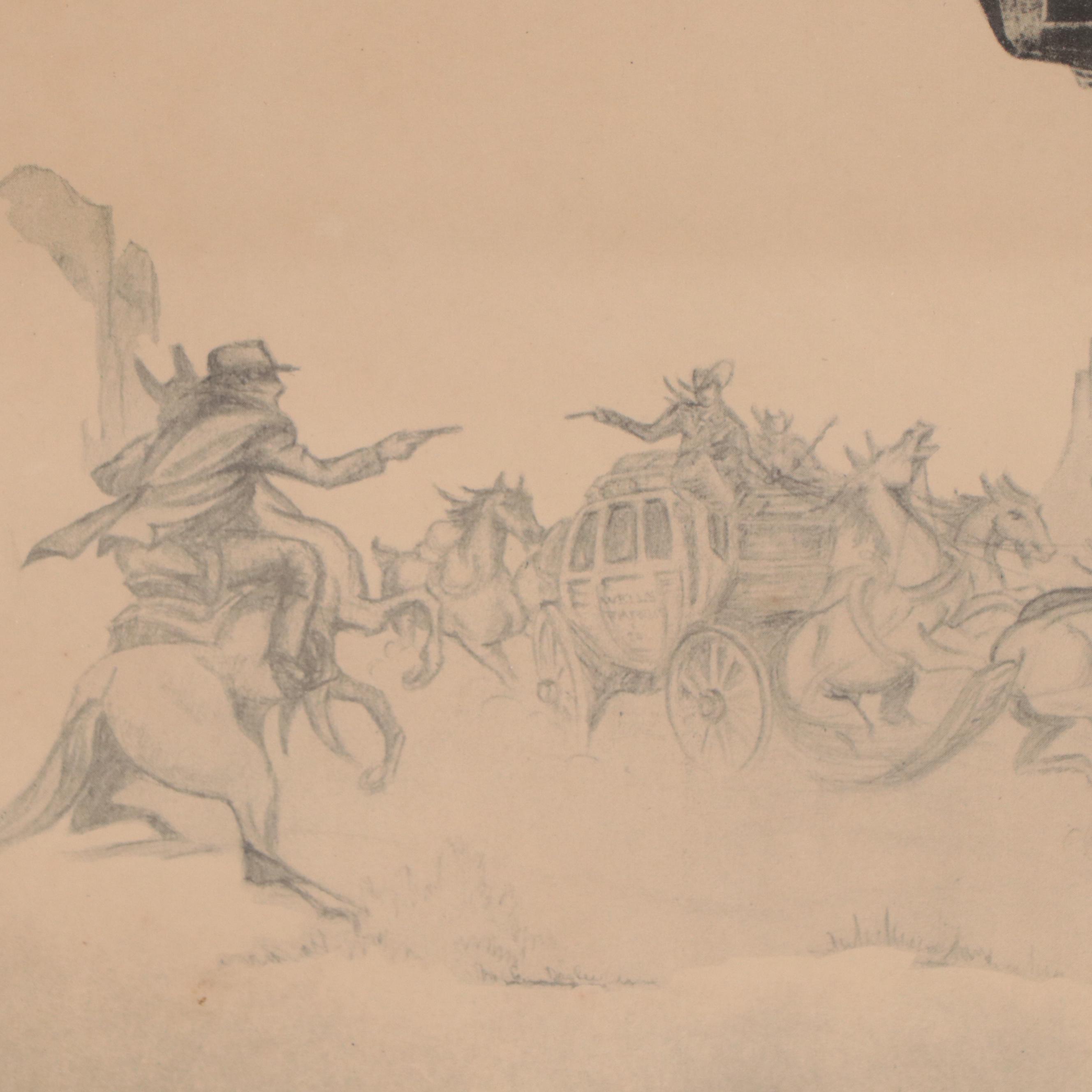 Prints of Colt Revolvers and Western Scenes, 1950s