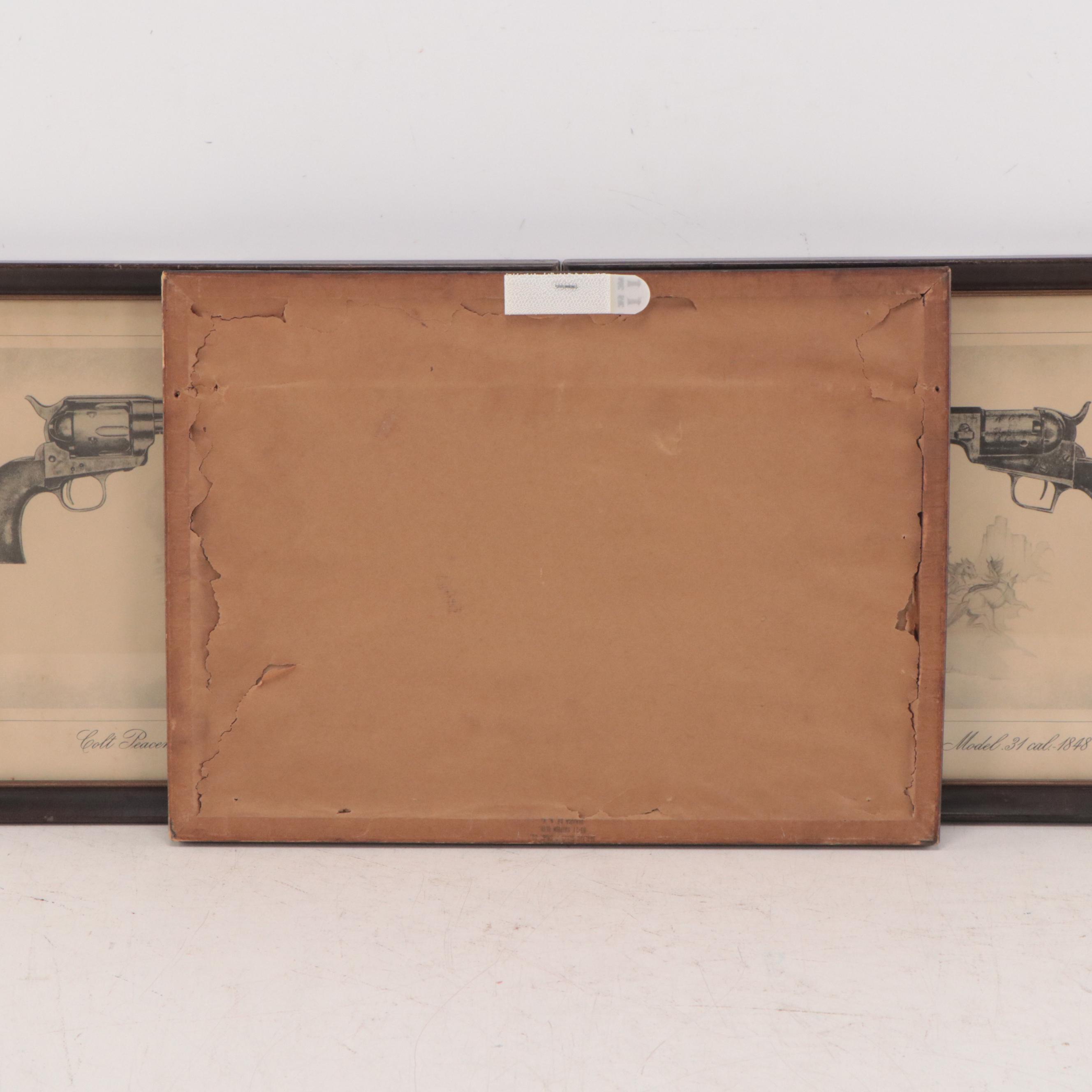 Prints of Colt Revolvers and Western Scenes, 1950s