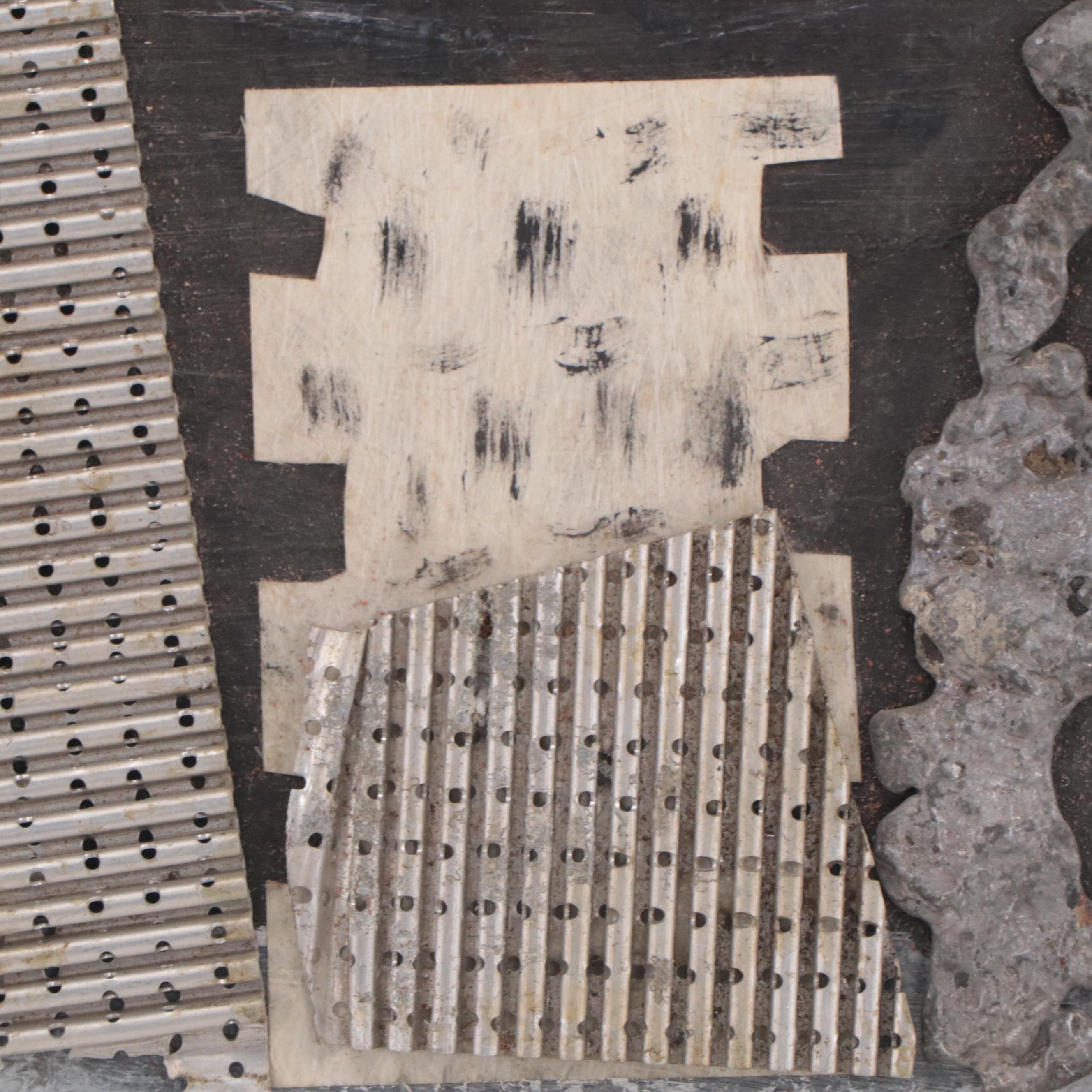 Pearl Schwartz Mixed Media Collage "Girl Walking Dog," 1966