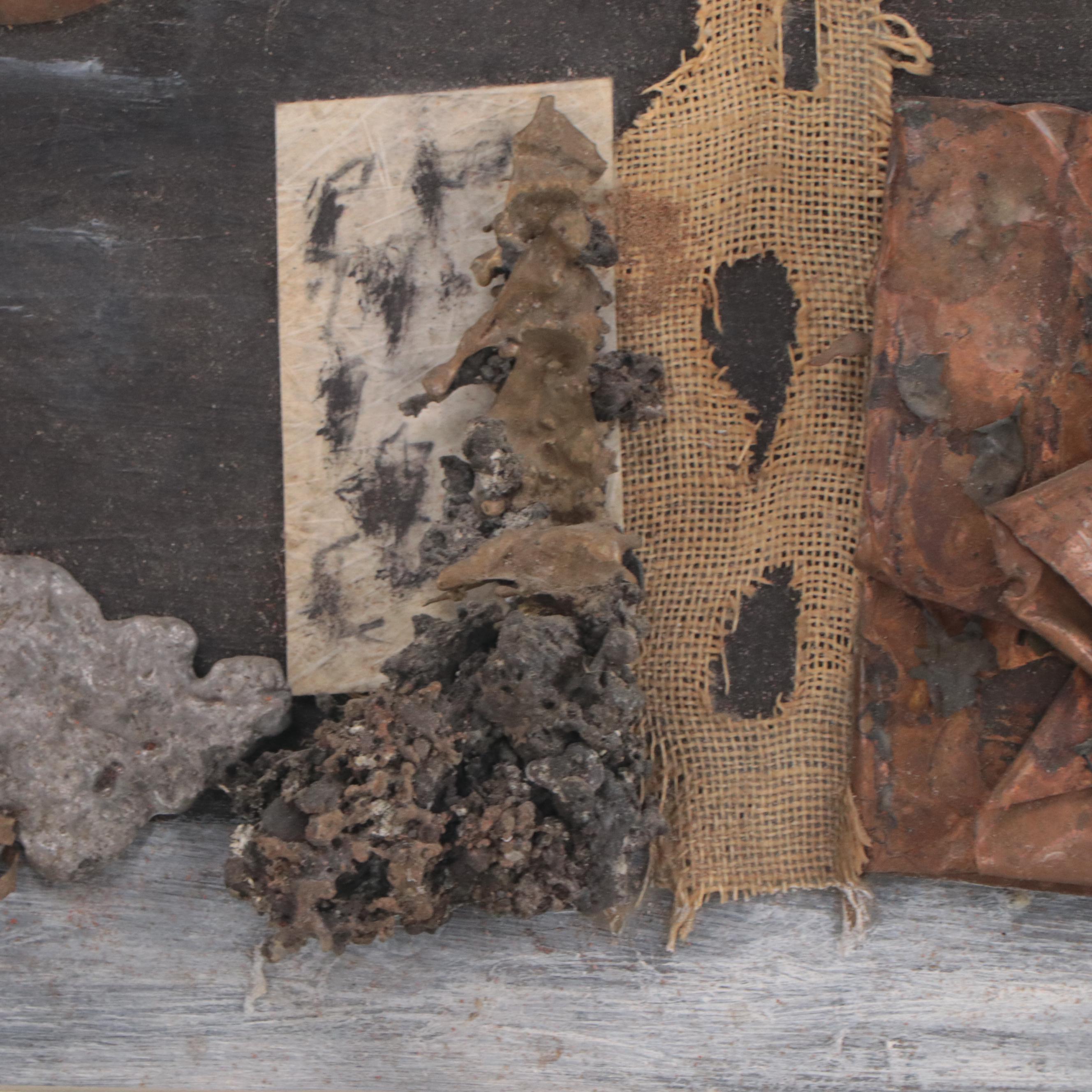 Pearl Schwartz Mixed Media Collage "Girl Walking Dog," 1966