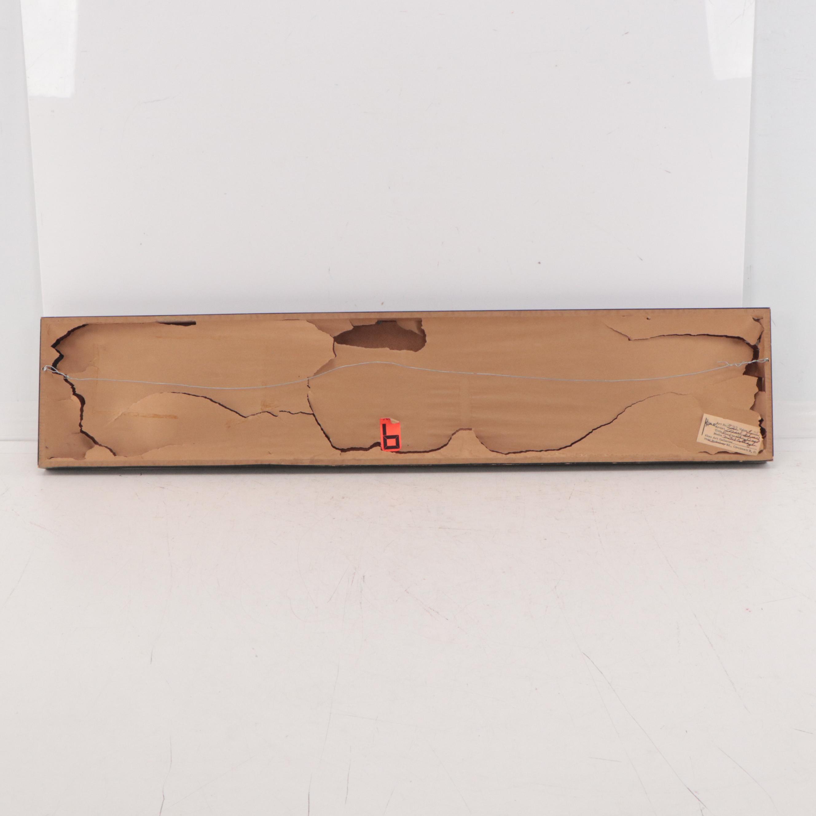 Pearl Schwartz Mixed Media Collage "Girl Walking Dog," 1966