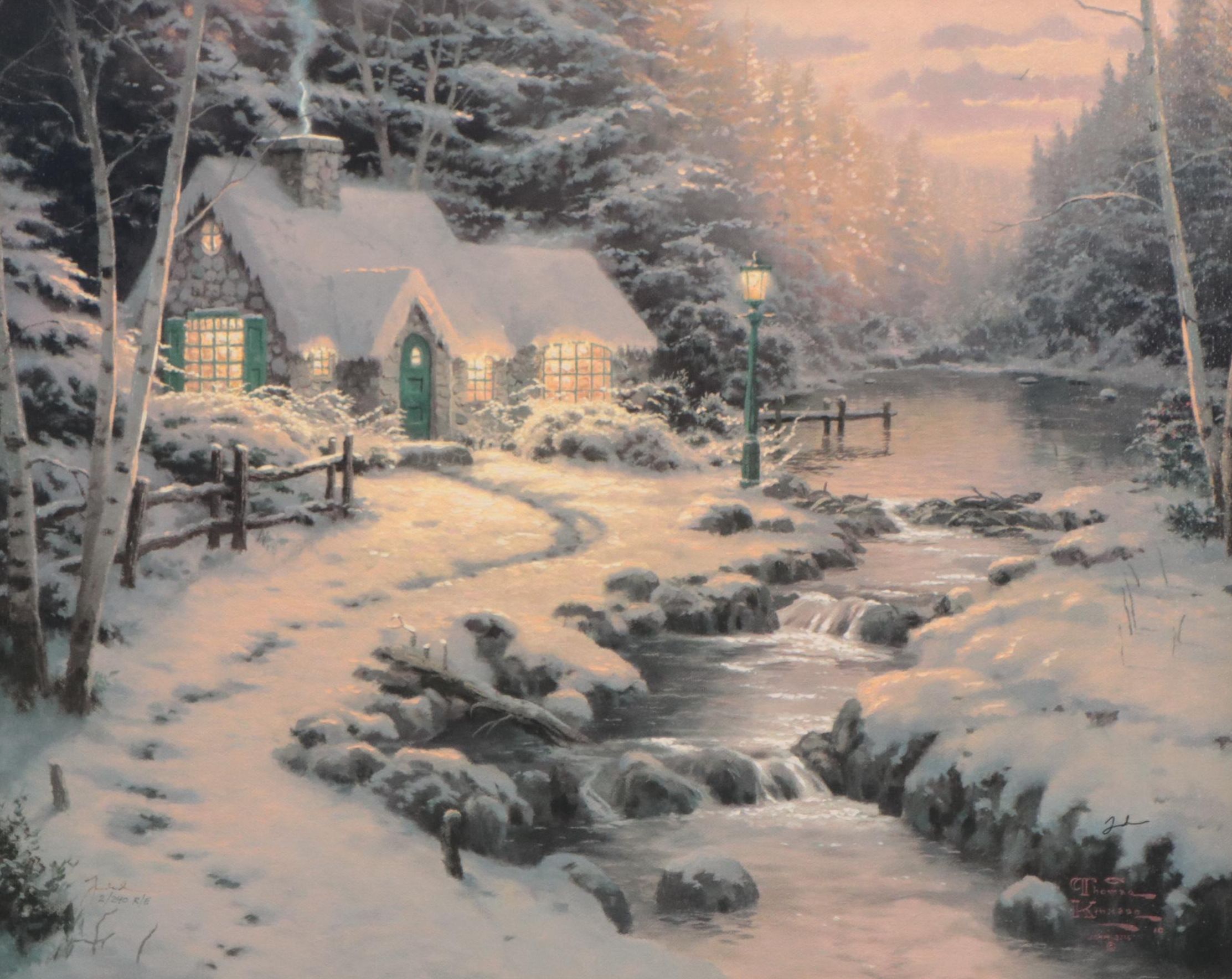 Thomas Kinkade Embellished Offset Lithograph "Evening Glow," 1999