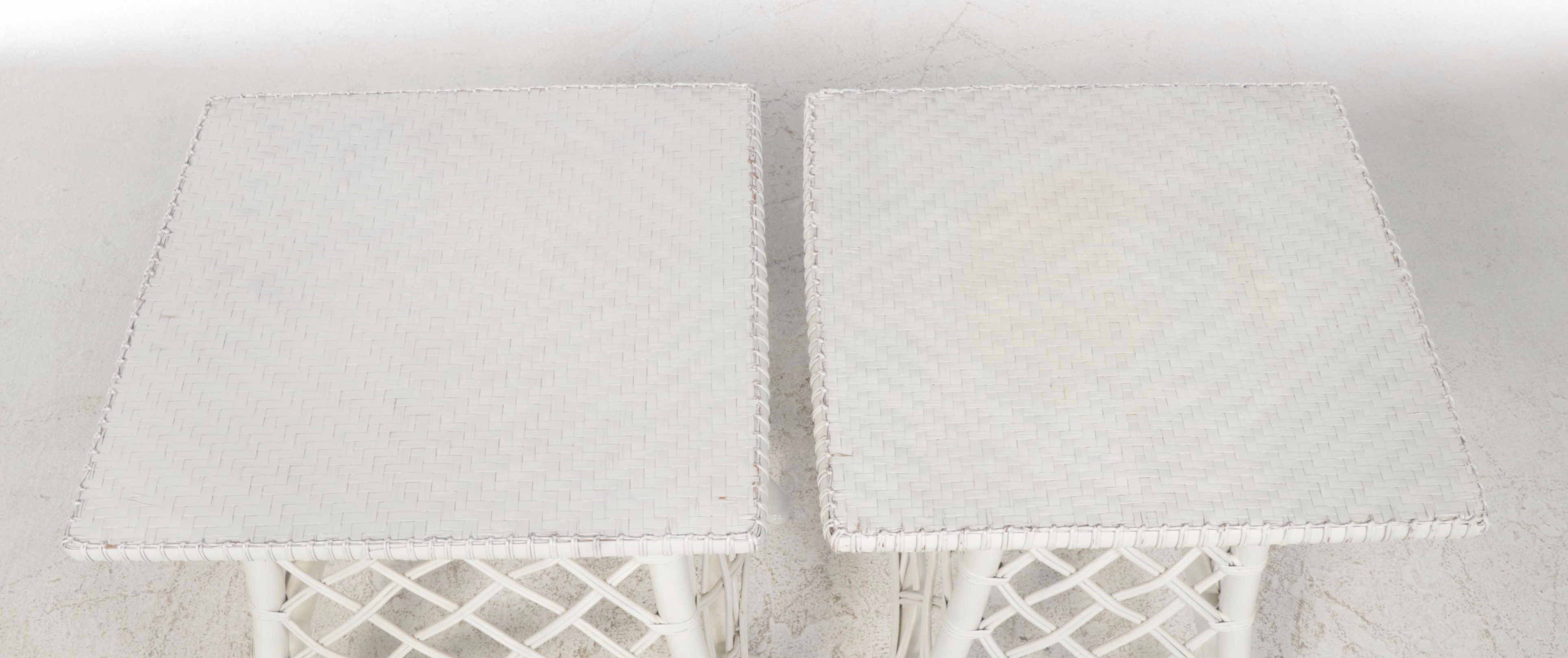 White-Painted Rattan Side Chairs and Tables