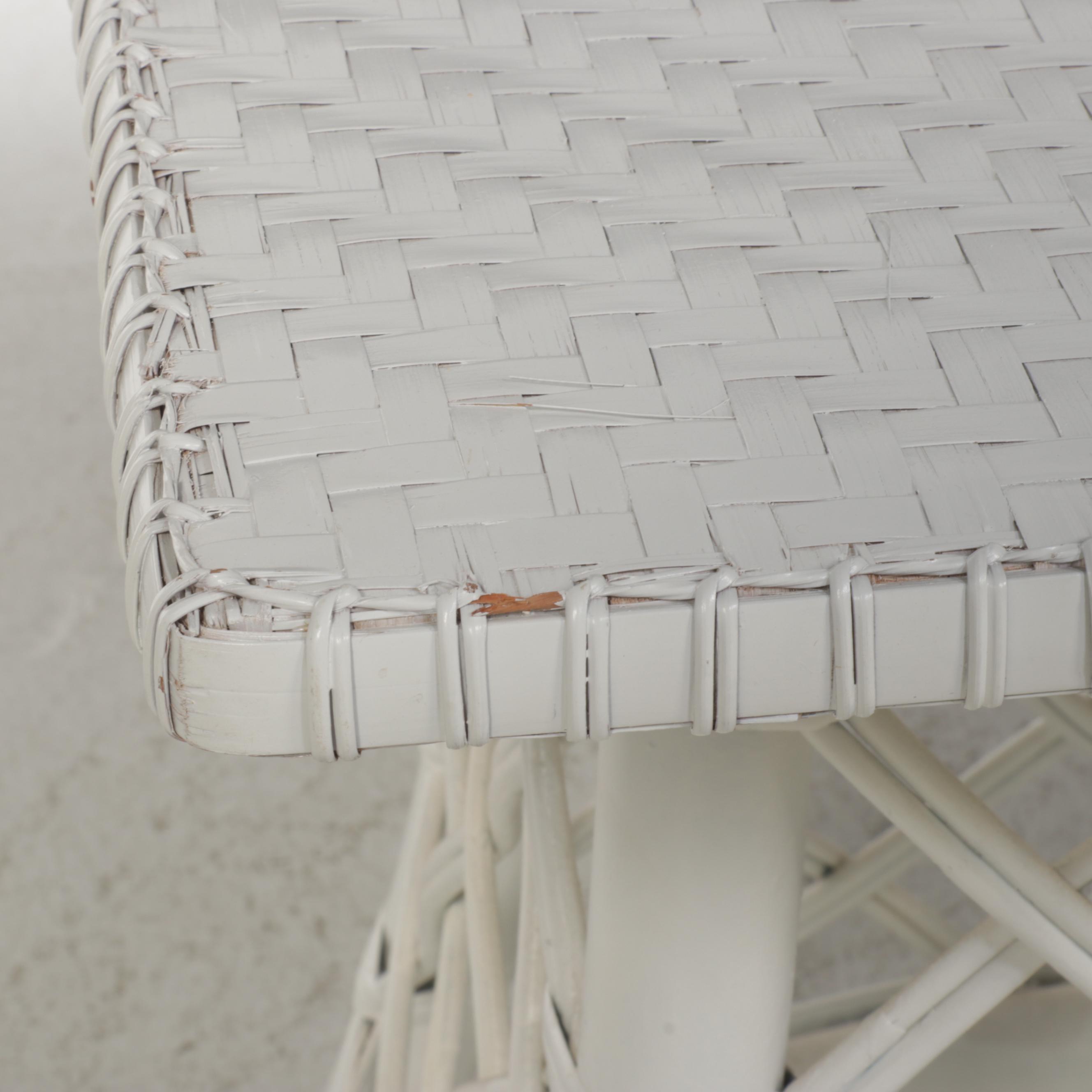 White-Painted Rattan Side Chairs and Tables