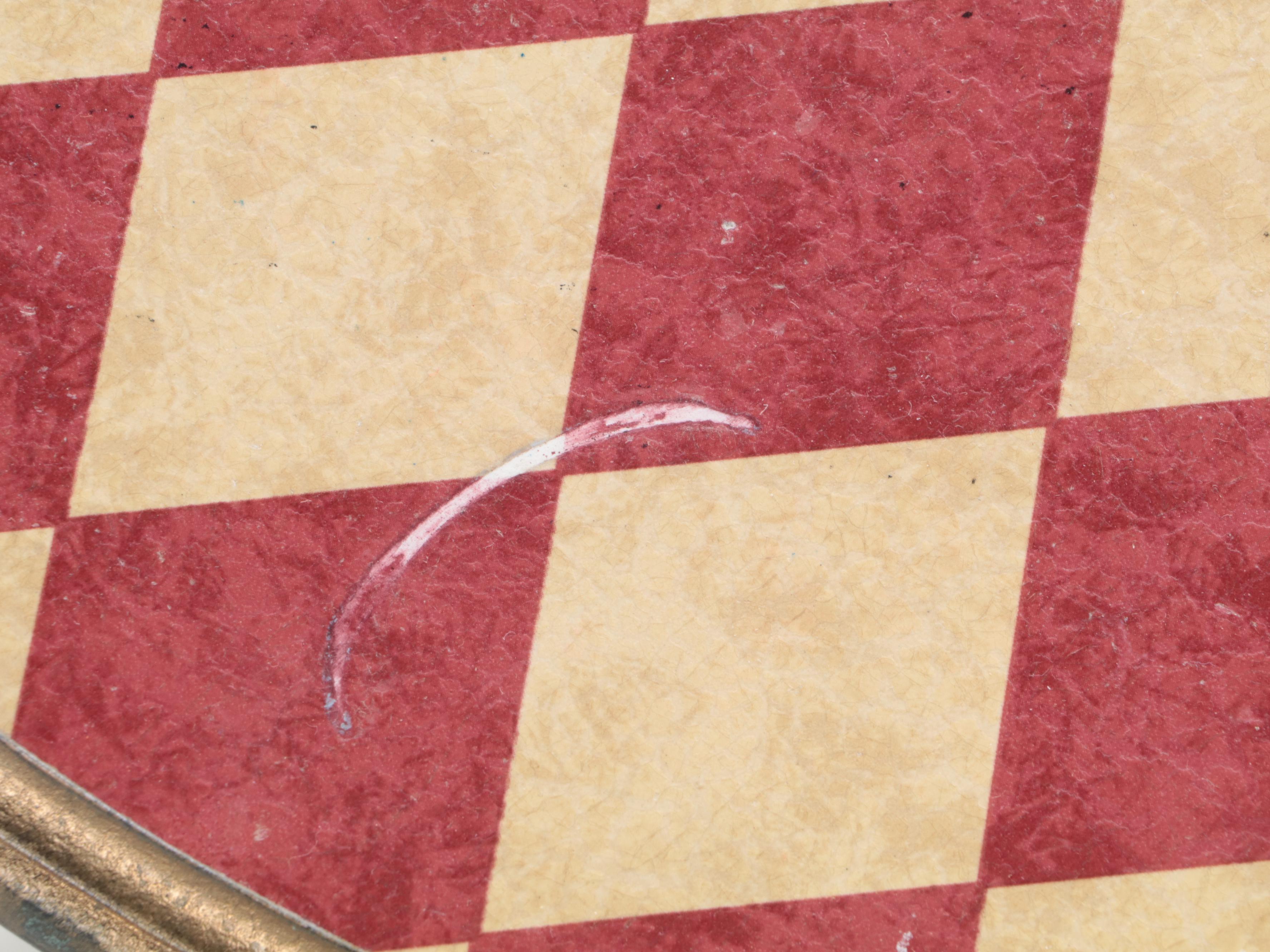 Painted Wood Accent Table with Checkered Top