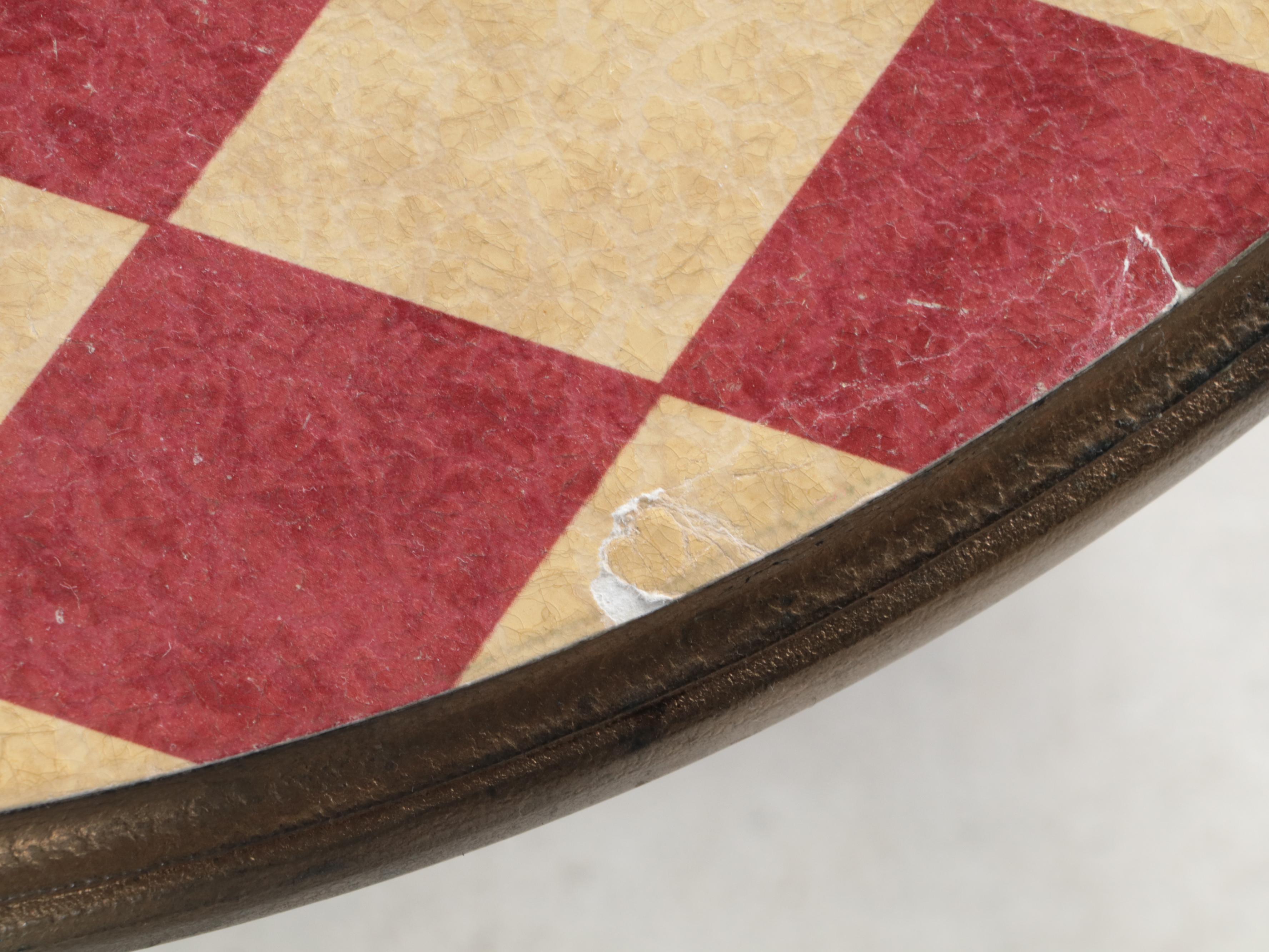 Painted Wood Accent Table with Checkered Top