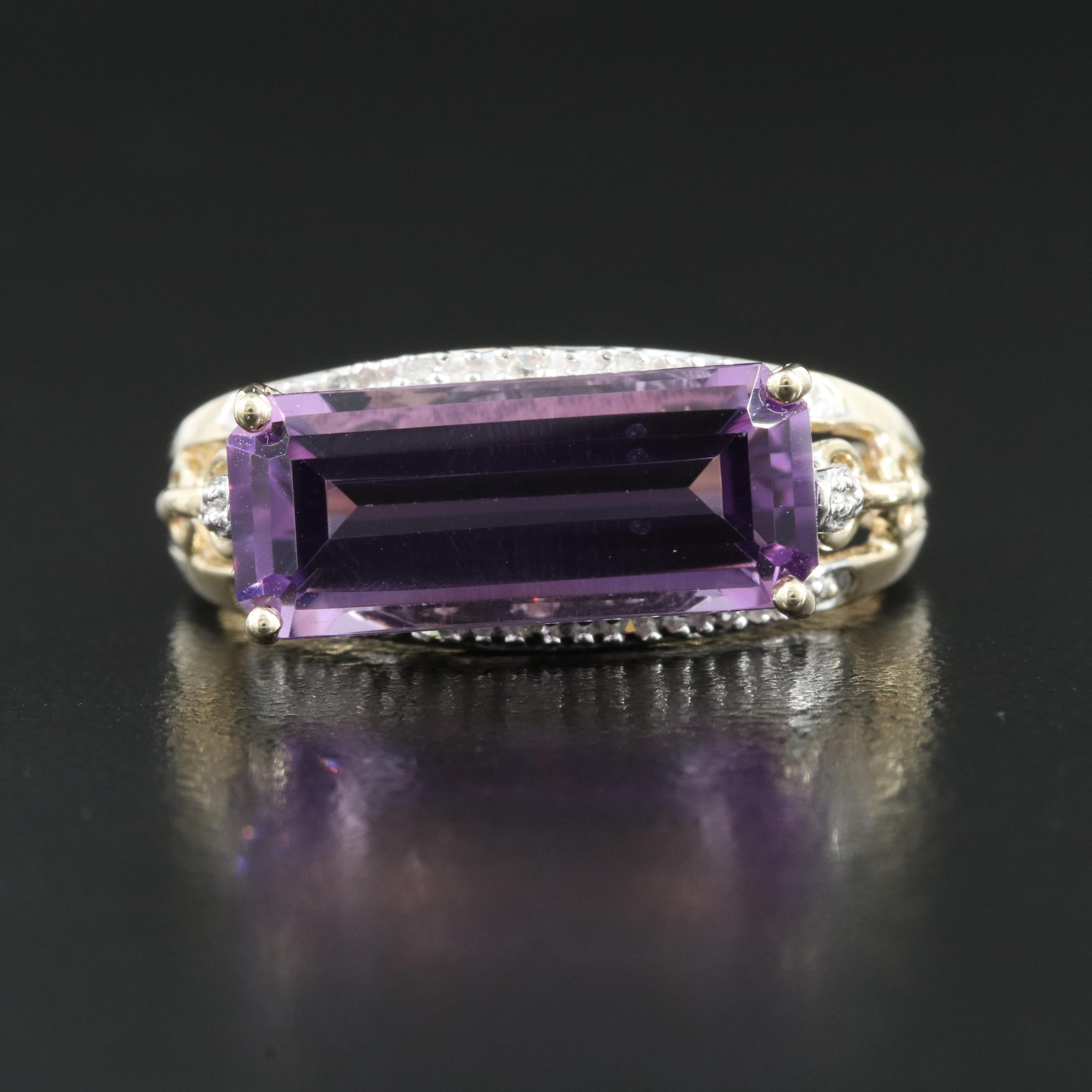 10K Amethyst and Diamond Ring