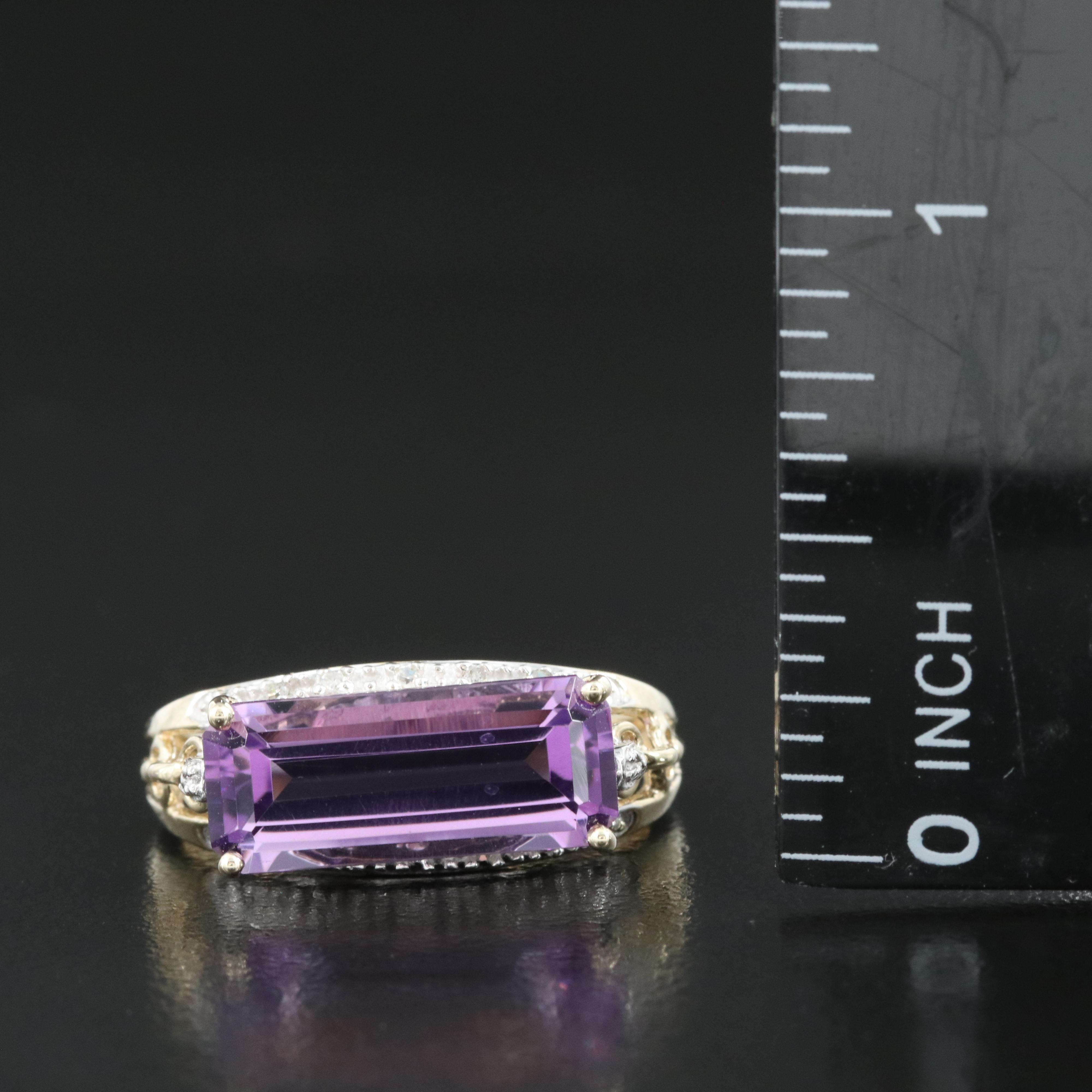 10K Amethyst and Diamond Ring