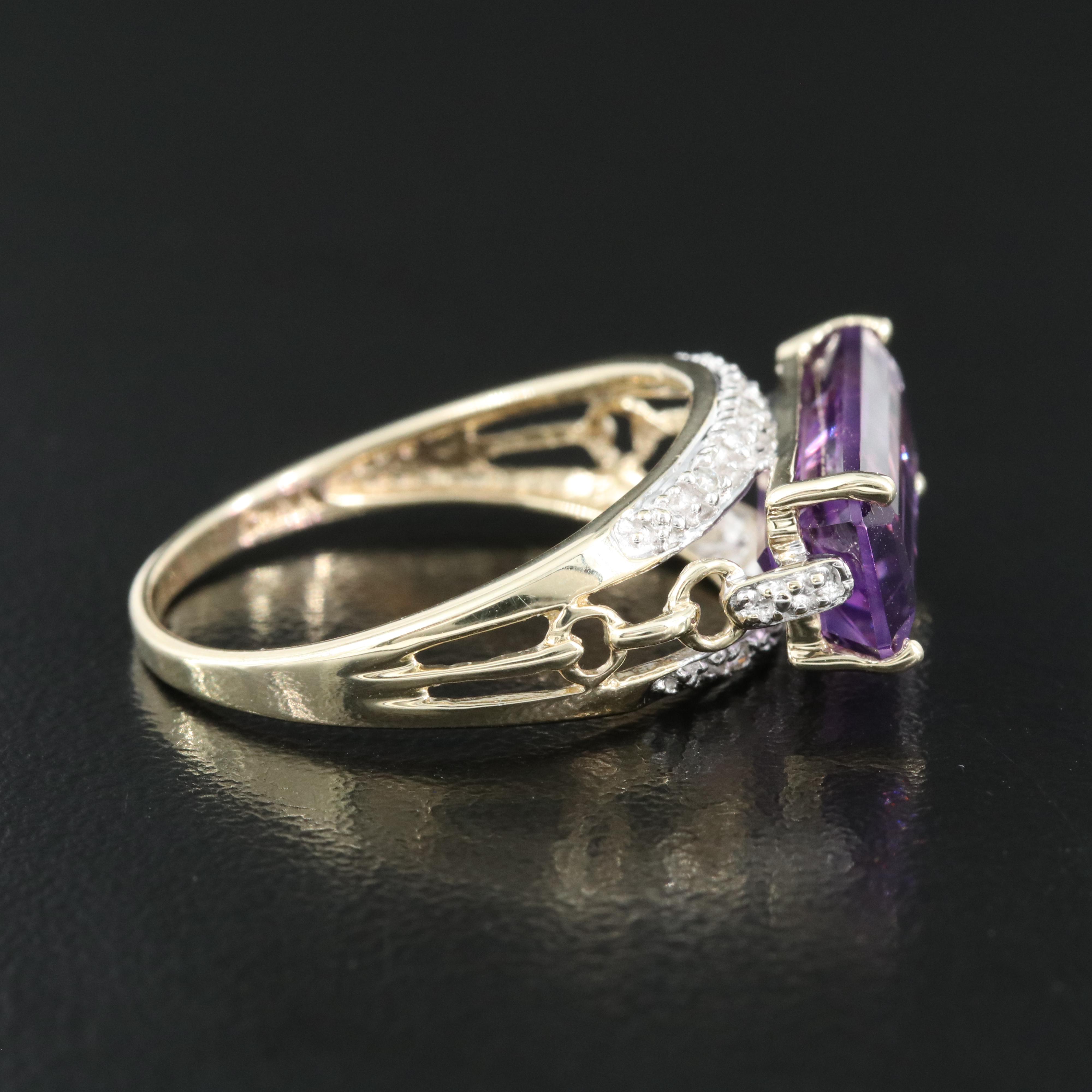 10K Amethyst and Diamond Ring