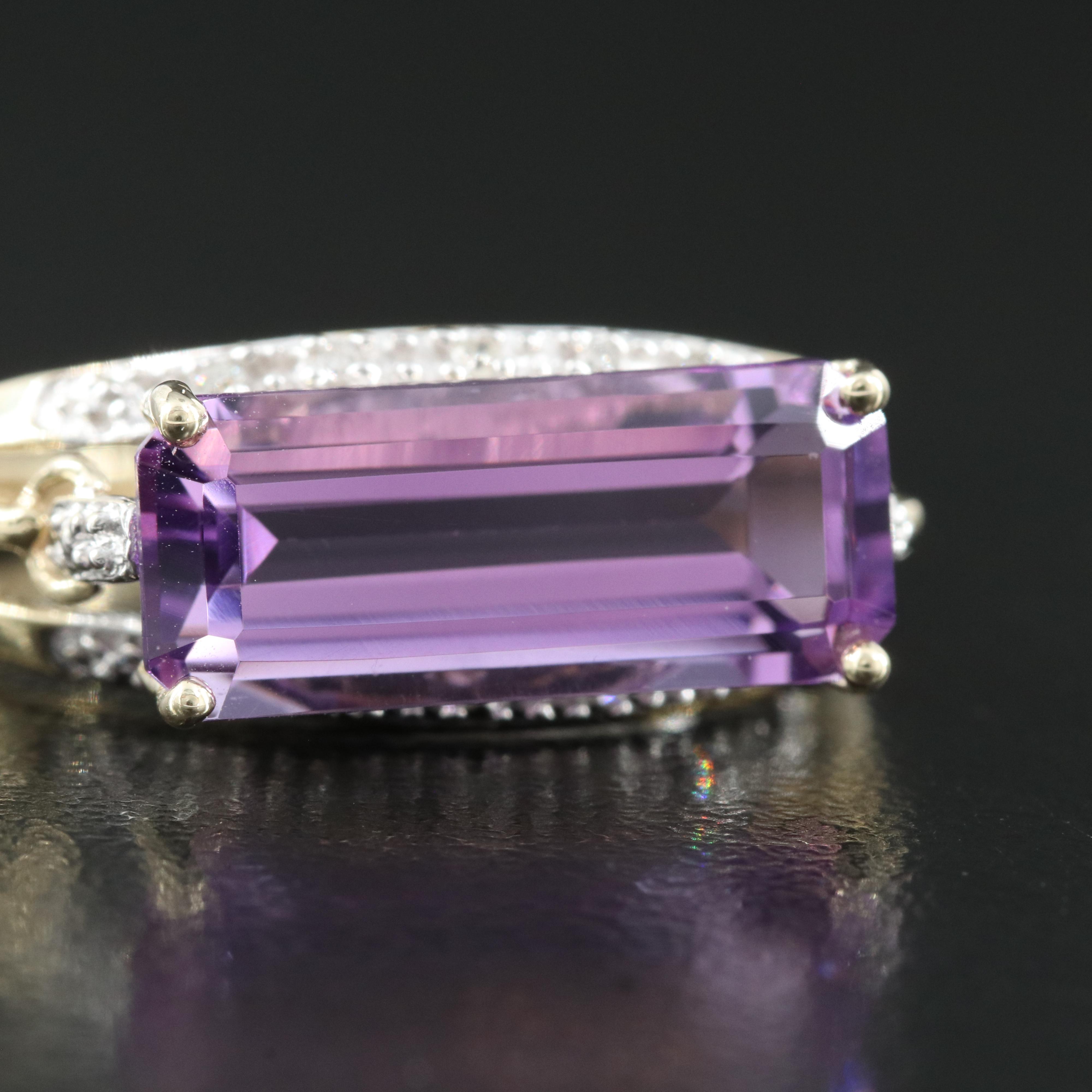 10K Amethyst and Diamond Ring