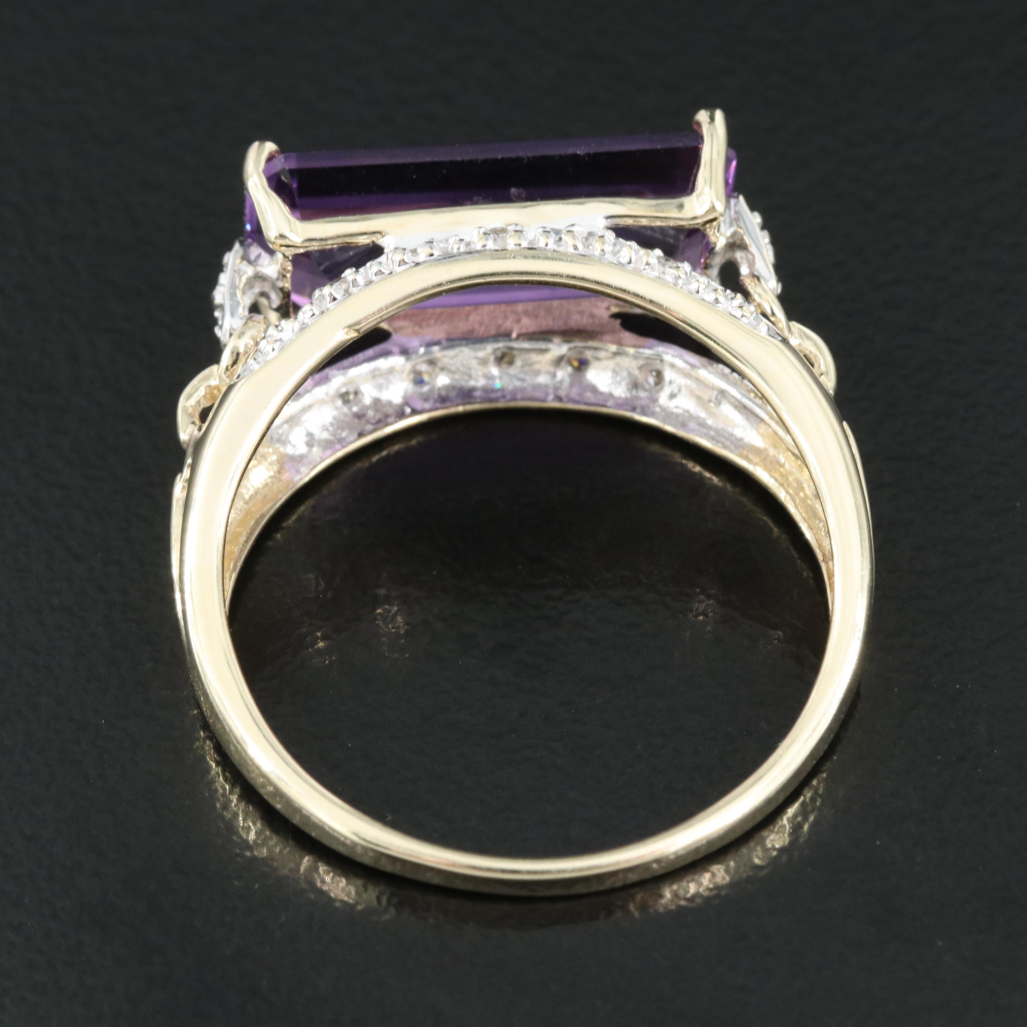 10K Amethyst and Diamond Ring