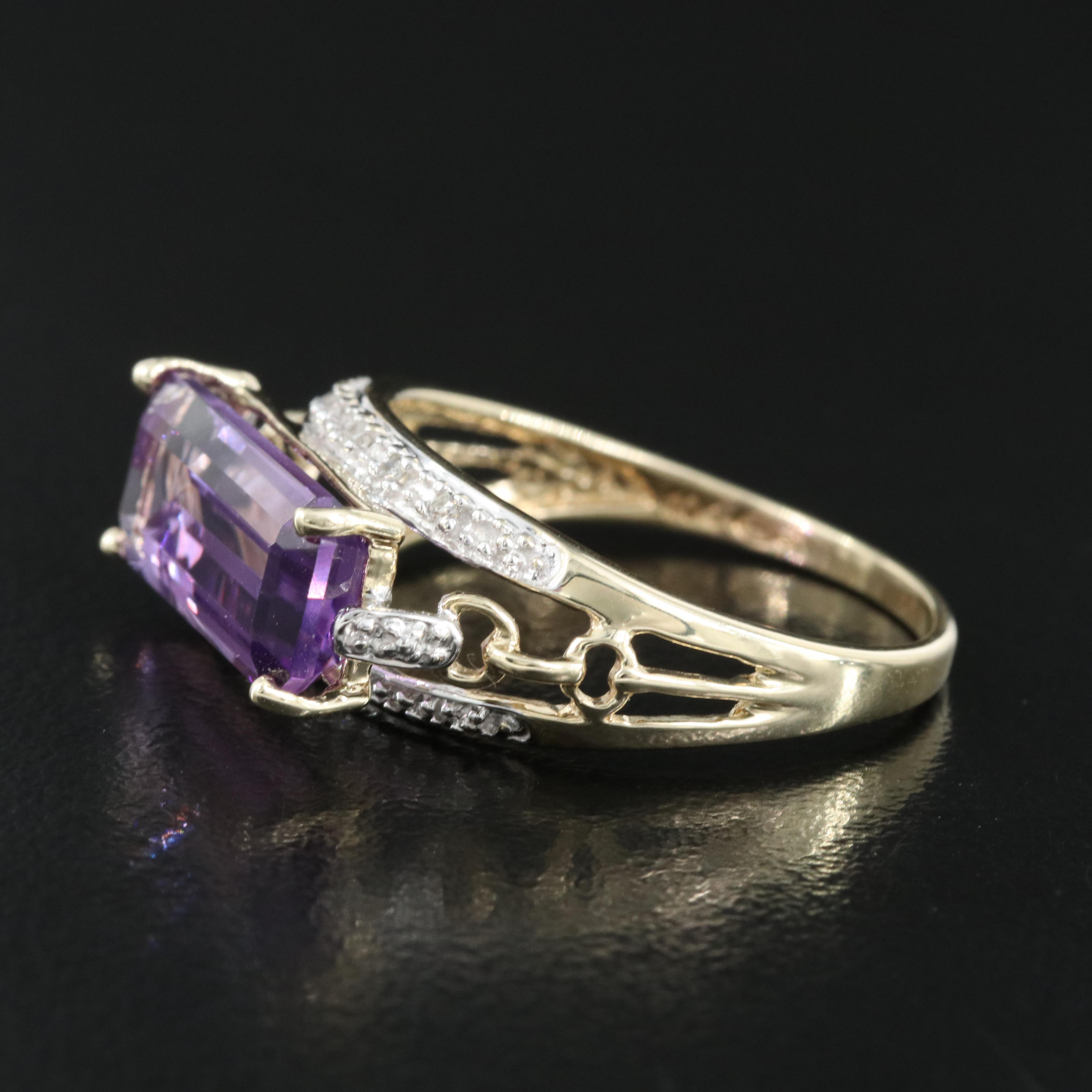 10K Amethyst and Diamond Ring
