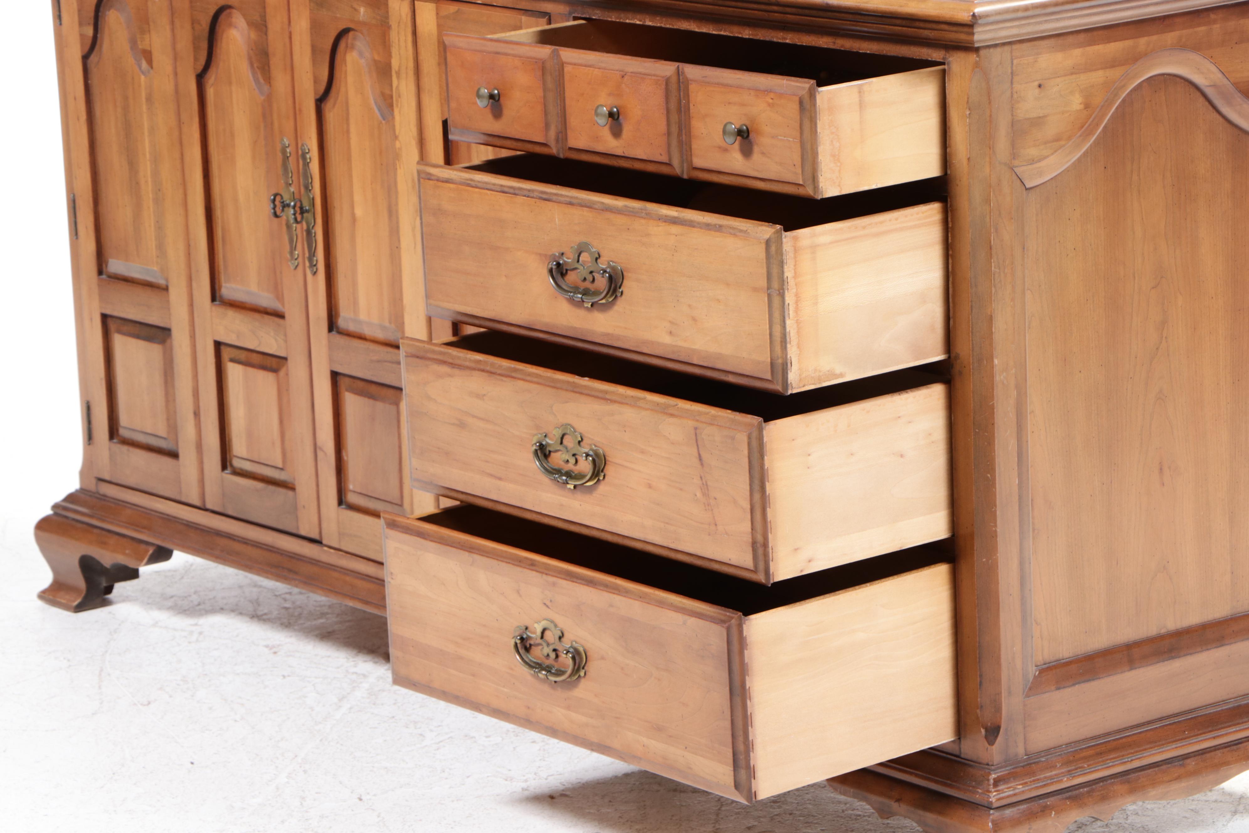 American Colonial Style Fruitwood Dresser with Mirror, 1980s