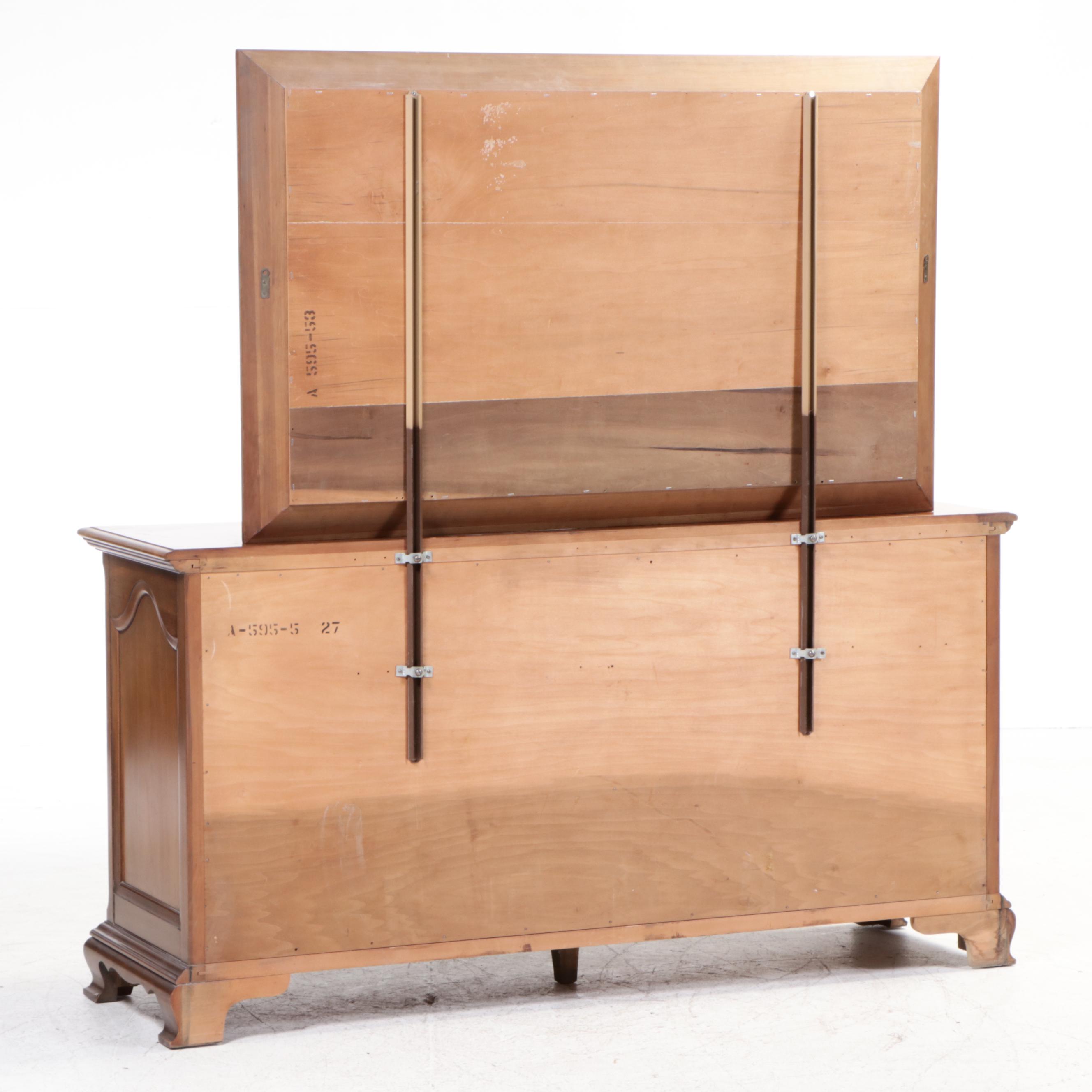 American Colonial Style Fruitwood Dresser with Mirror, 1980s