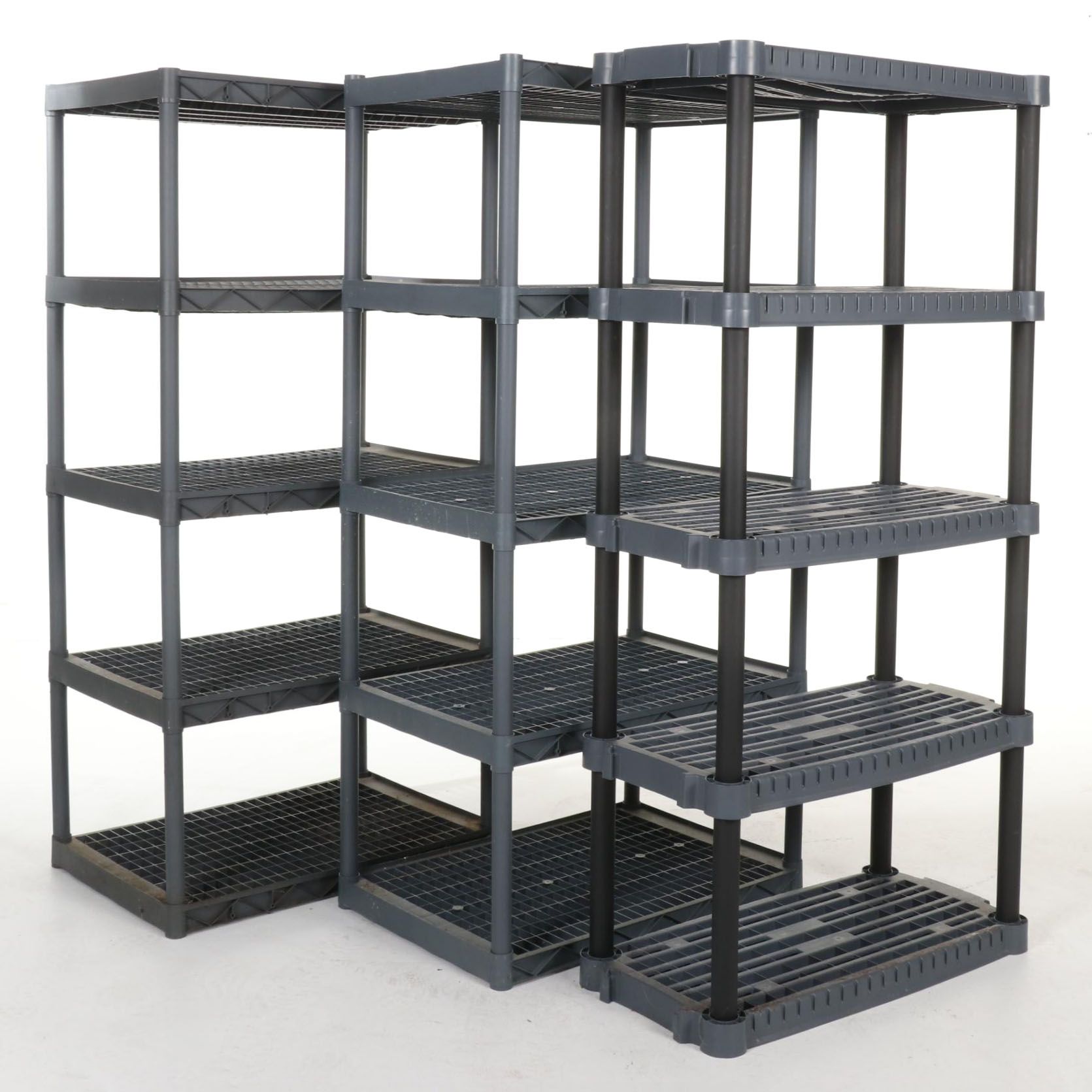Three Modular Plastic Shelving Units