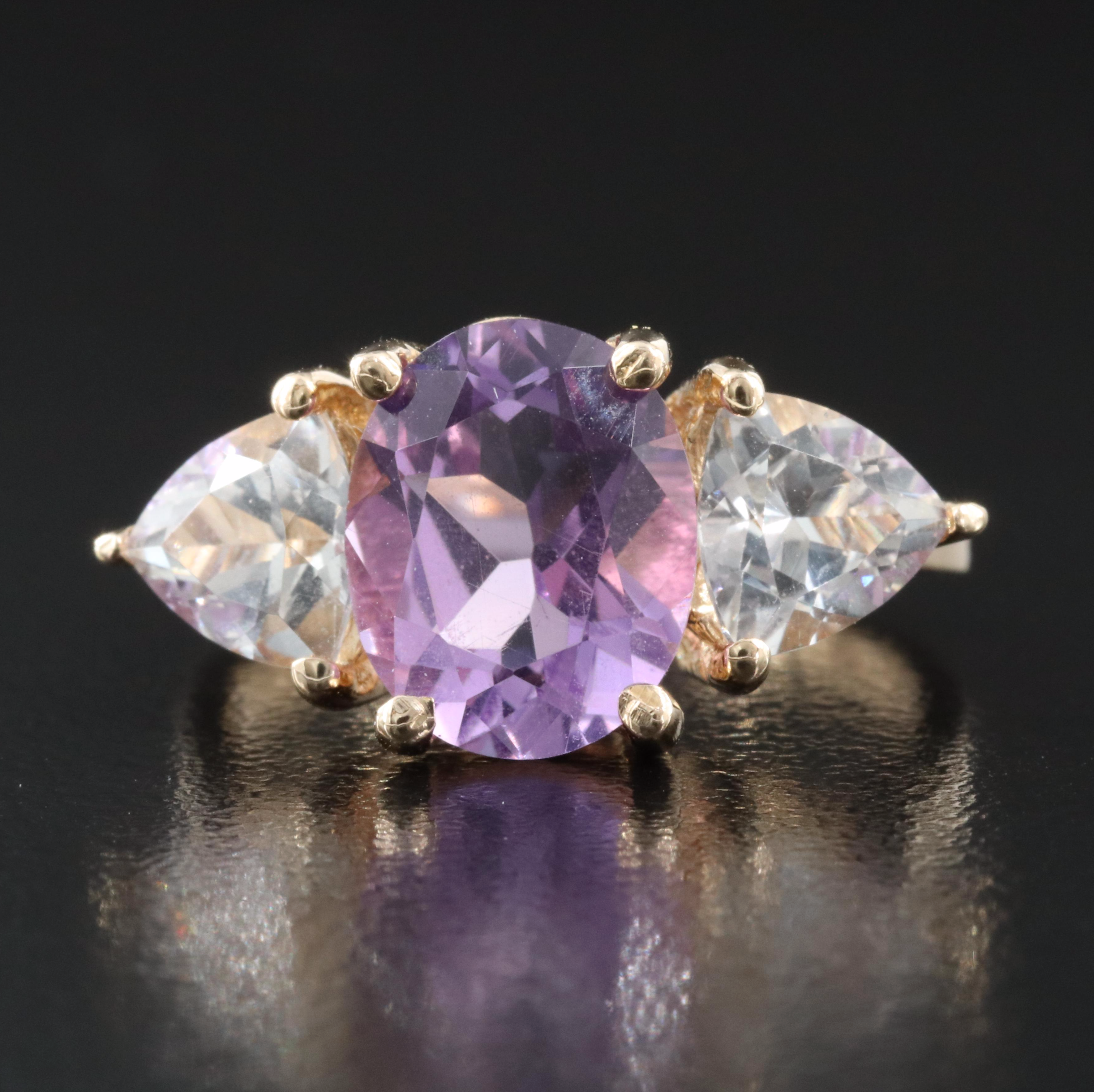 14K Amethyst and Topaz Ring