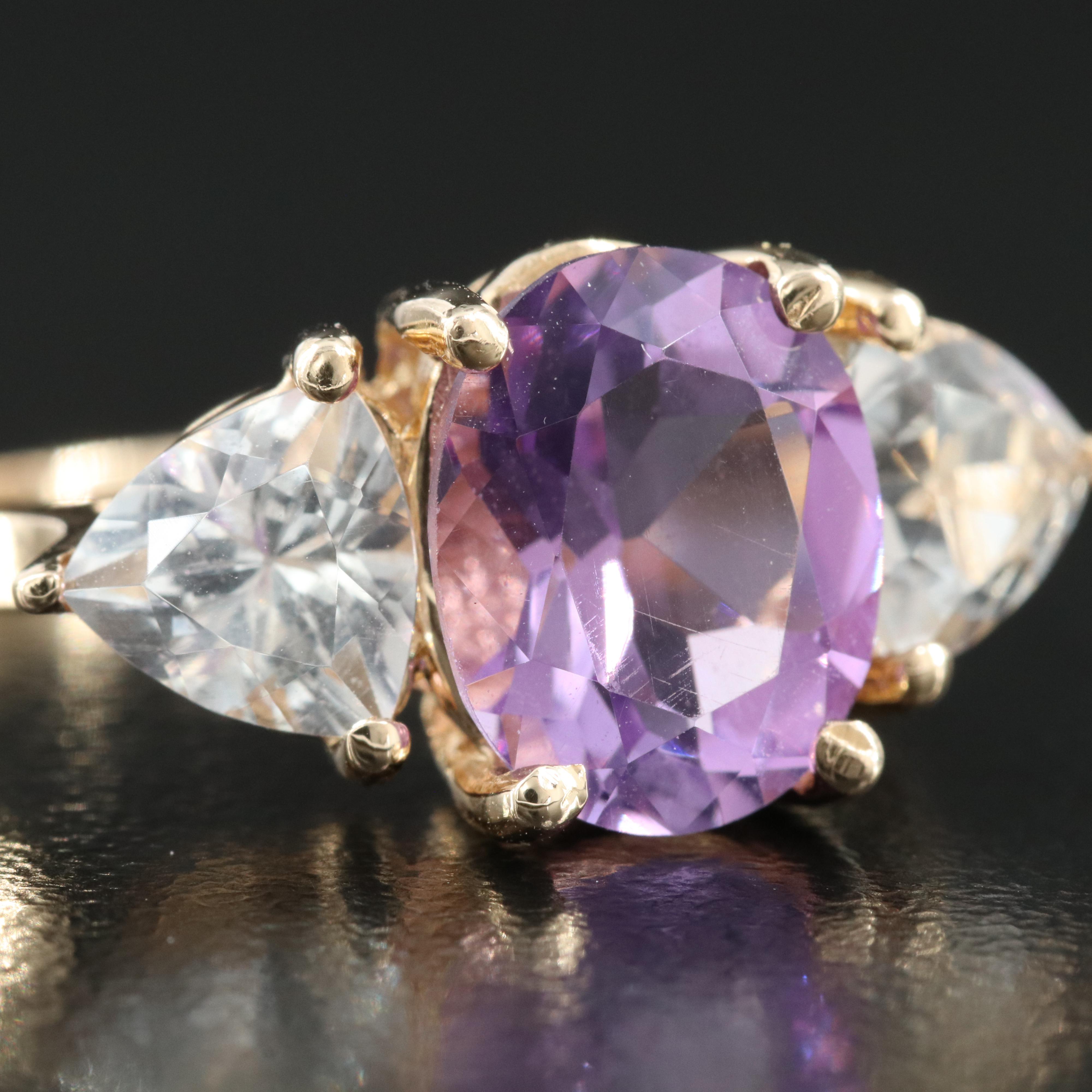14K Amethyst and Topaz Ring