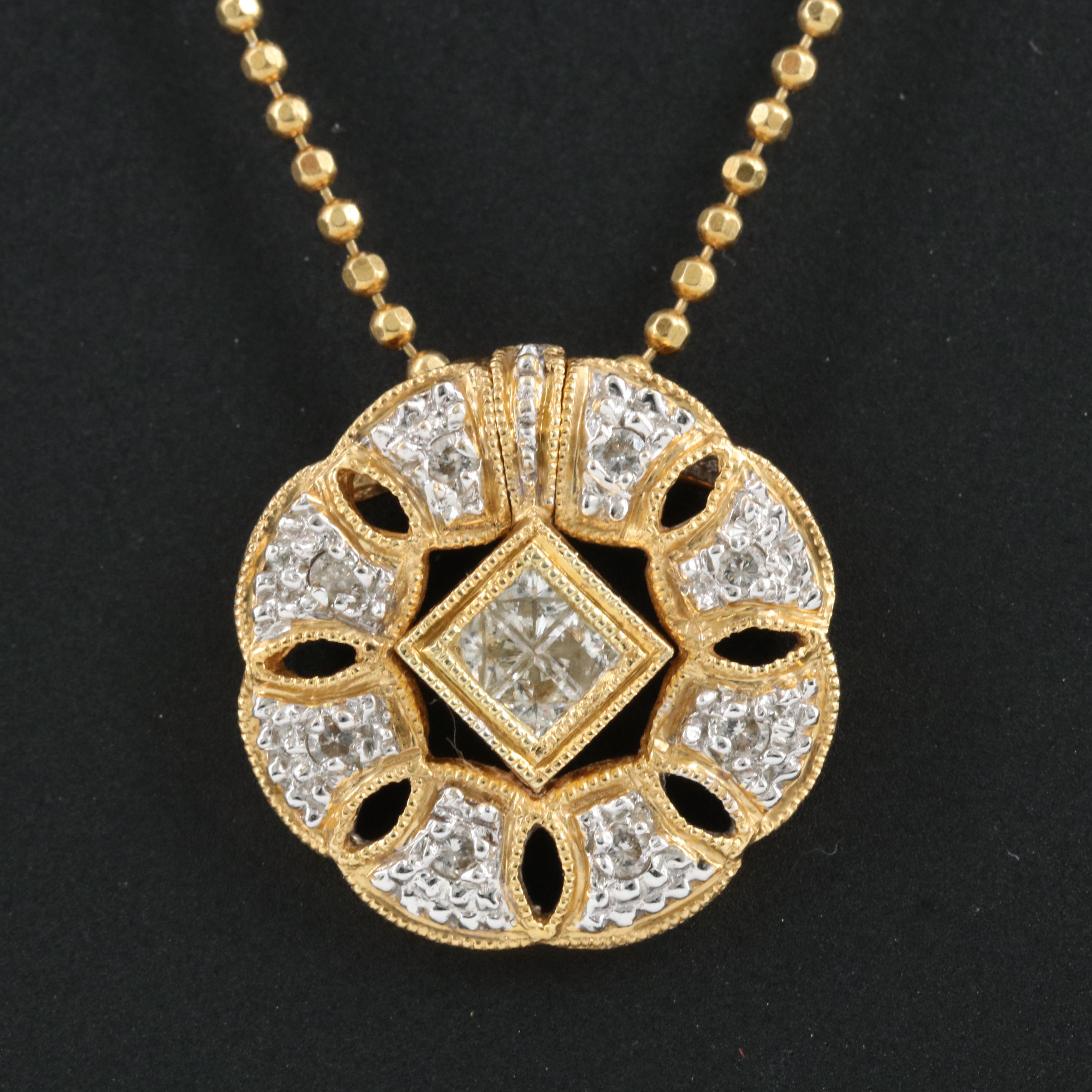 18K 0.25 CTW Diamond Convertable Pendant on Chain