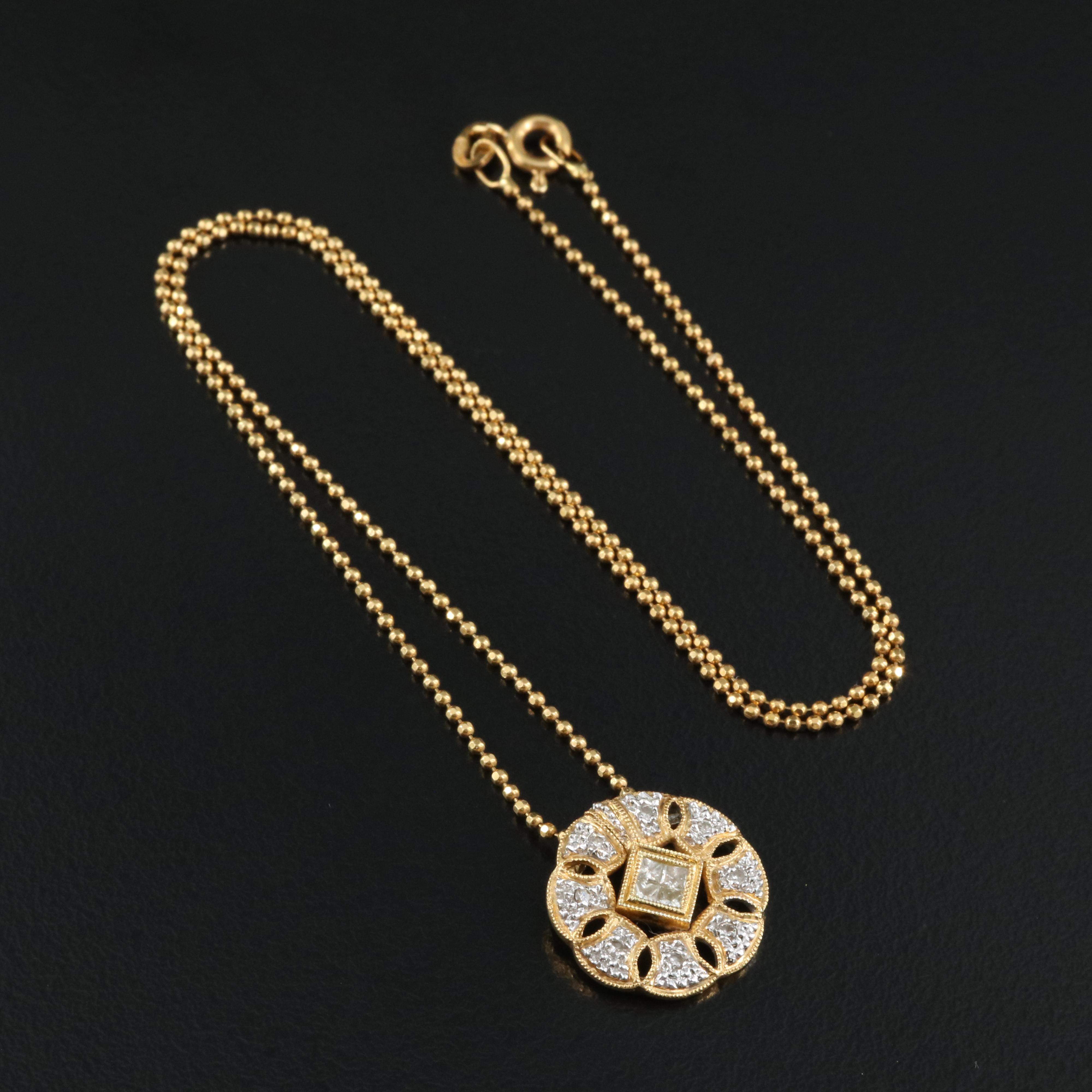 18K 0.25 CTW Diamond Convertable Pendant on Chain