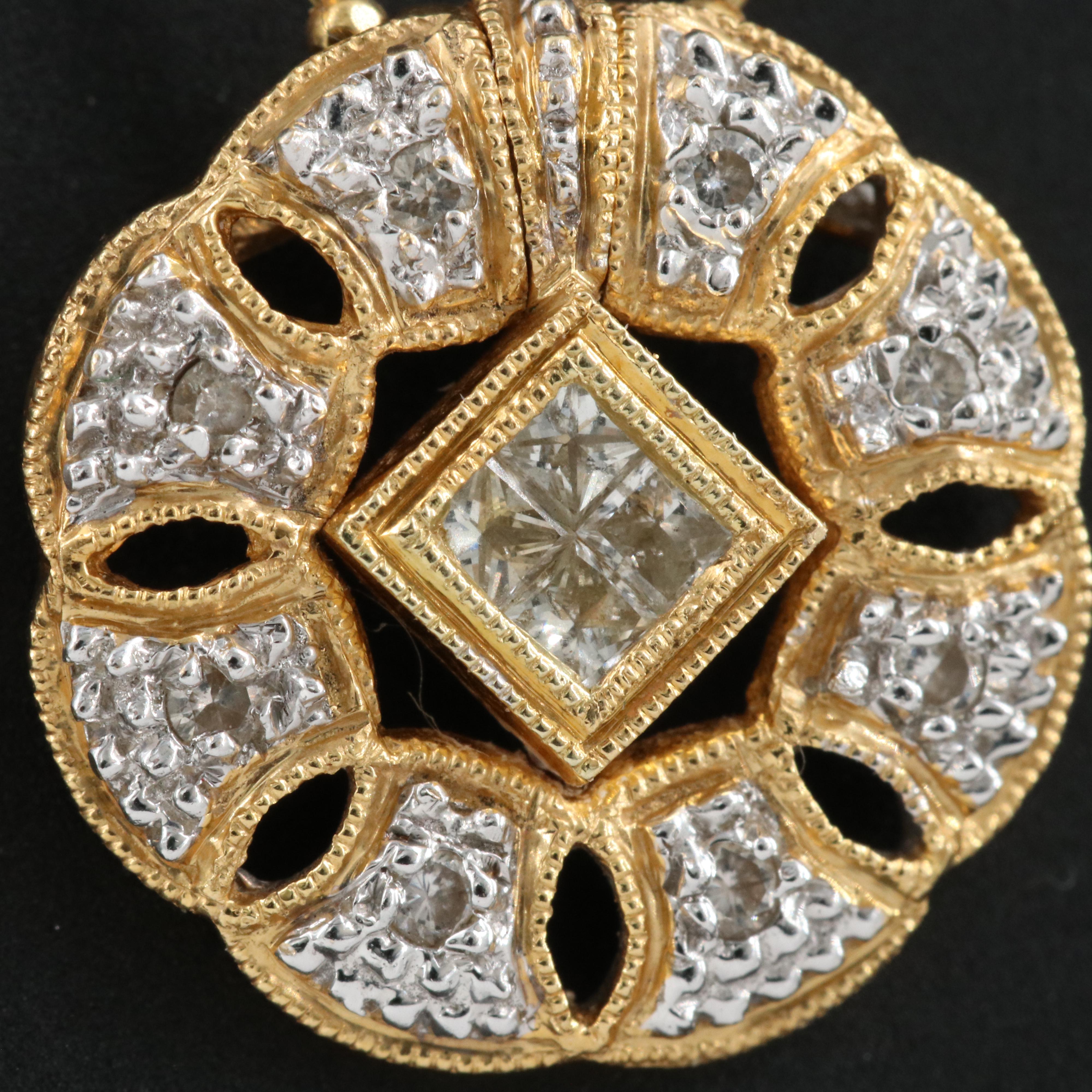 18K 0.25 CTW Diamond Convertable Pendant on Chain