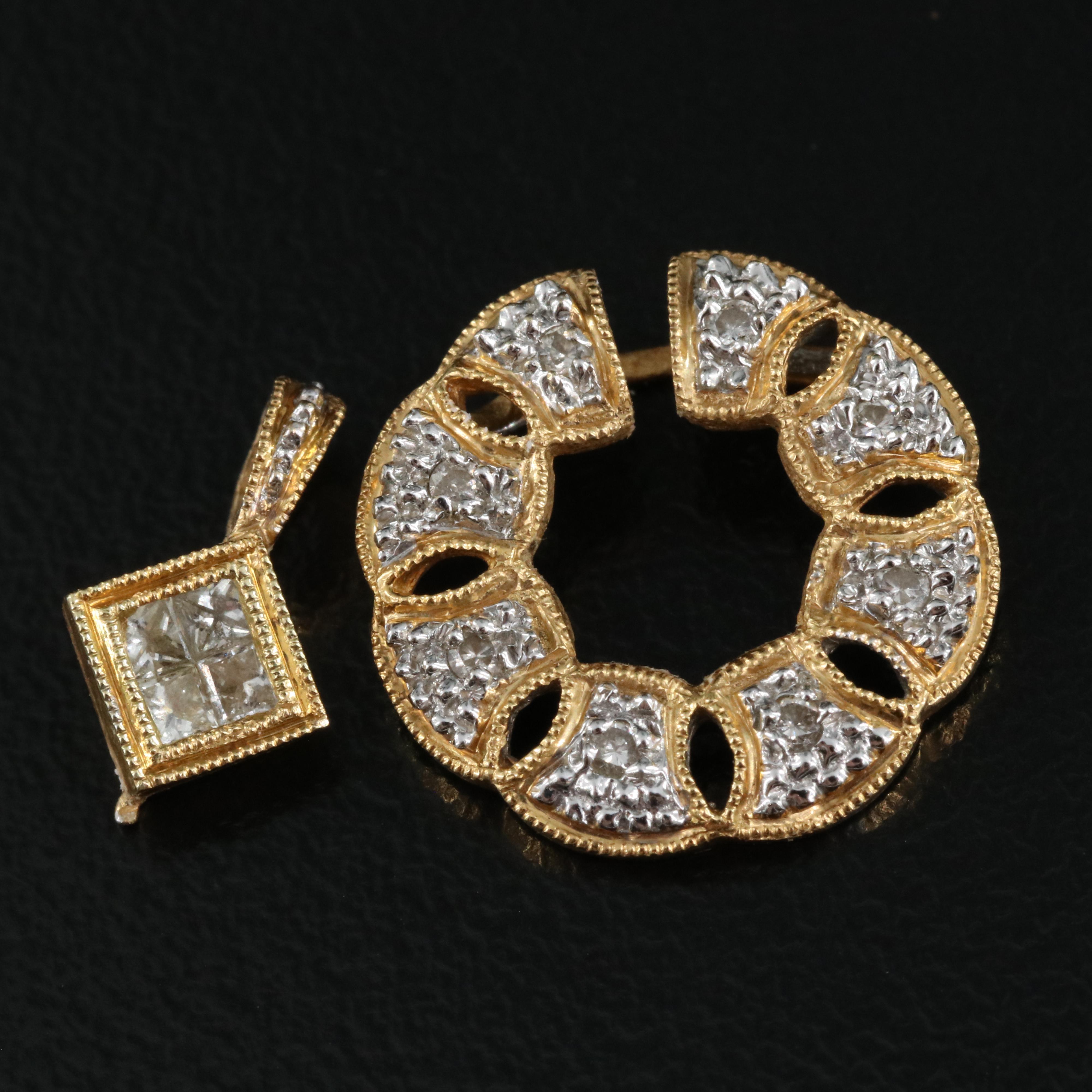 18K 0.25 CTW Diamond Convertable Pendant on Chain