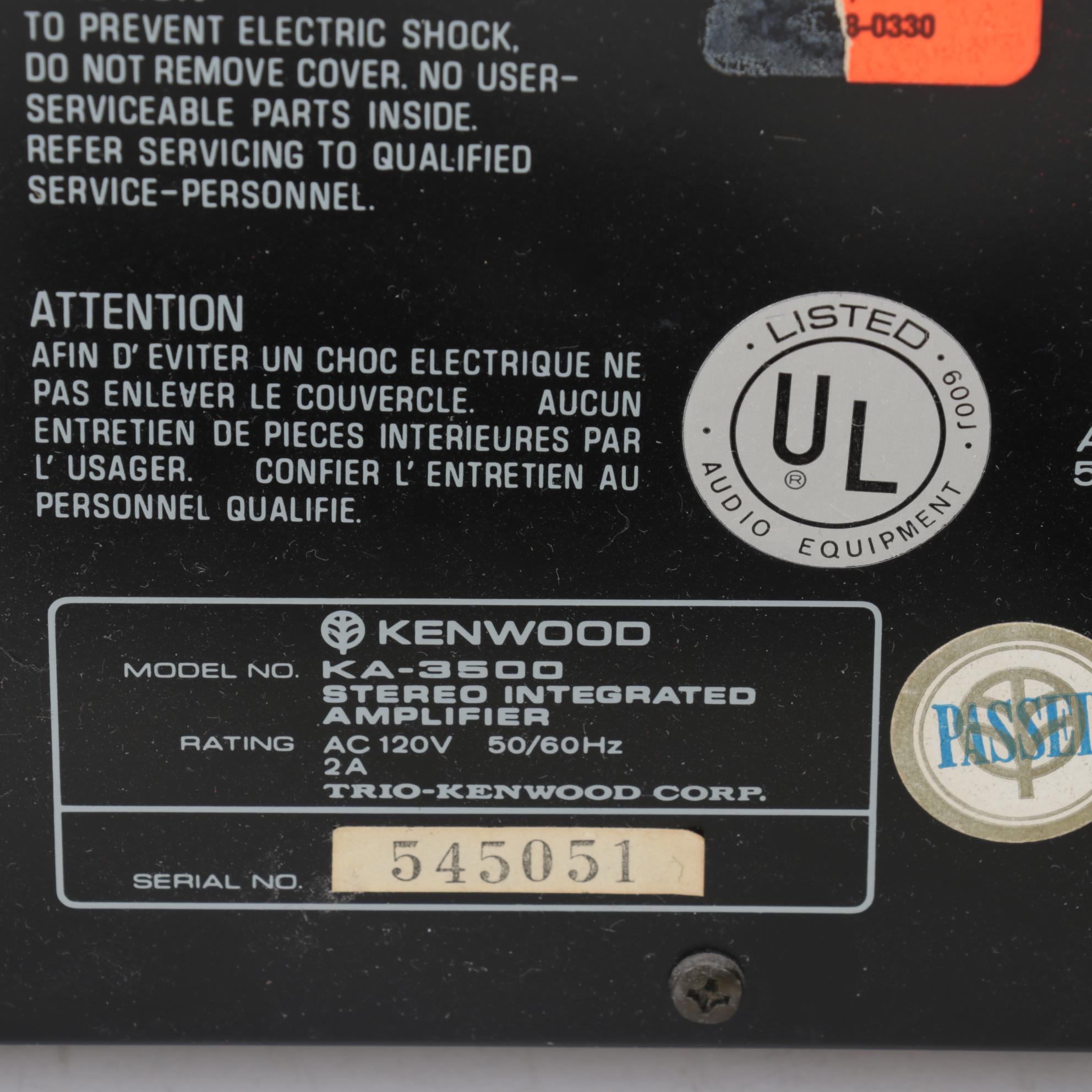 Stereo System with Kenwood Amplifier and Tuner and Denon CD Changer