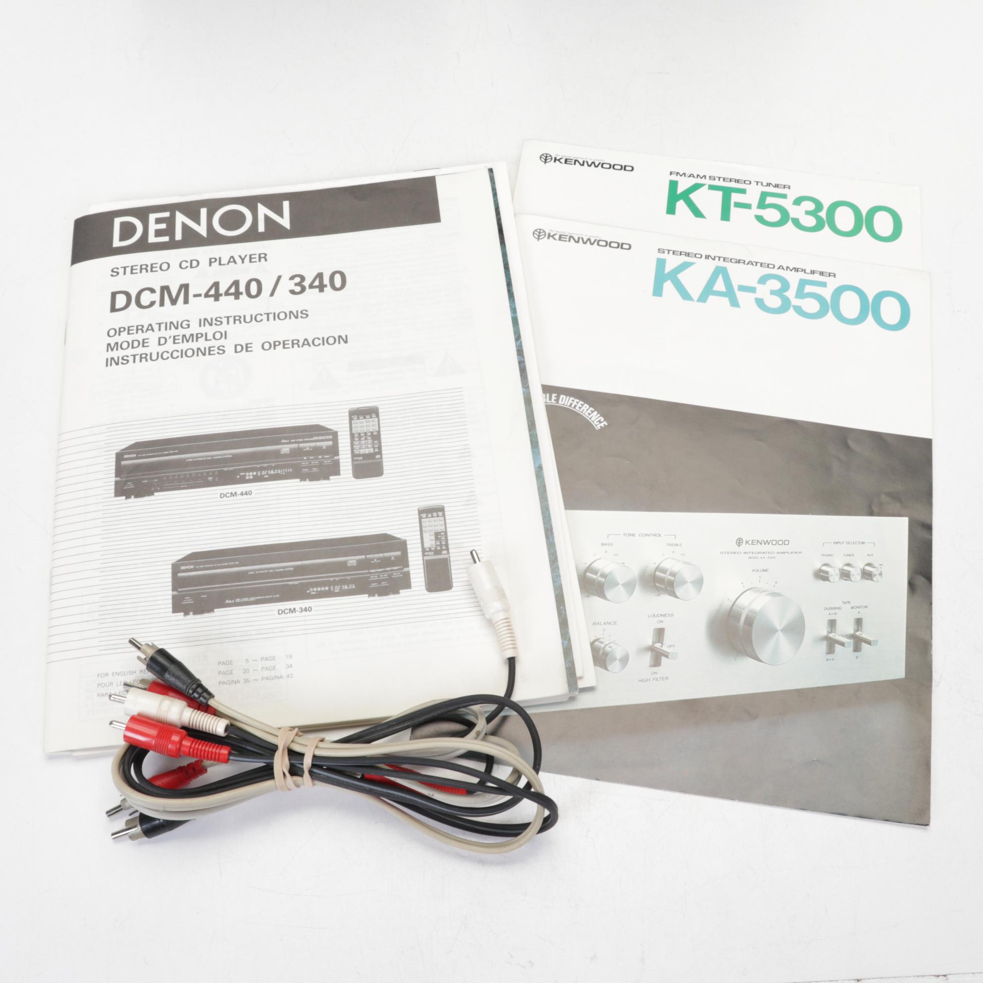 Stereo System with Kenwood Amplifier and Tuner and Denon CD Changer