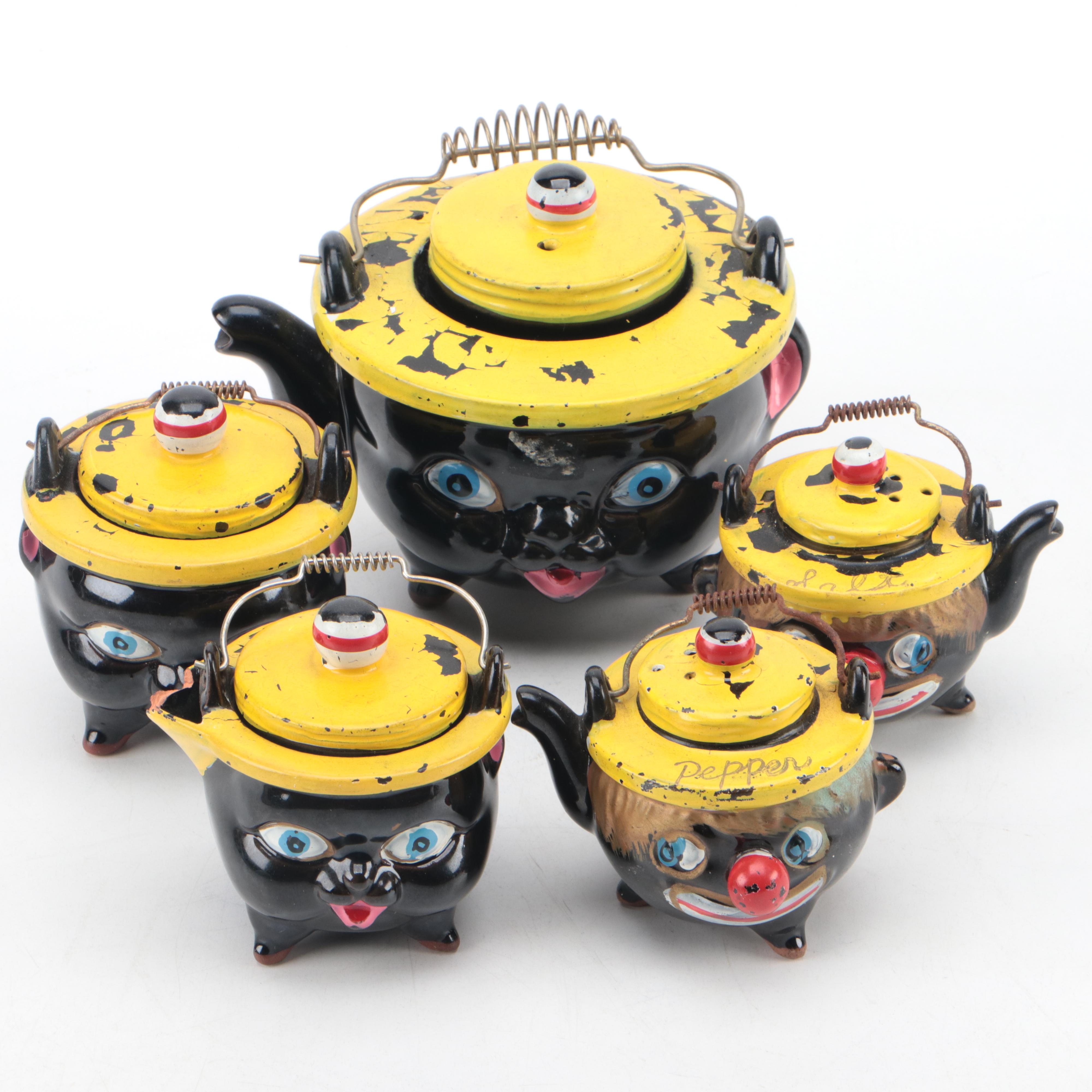 Norcrest and Thames Redware Wire Handled Table Accessories