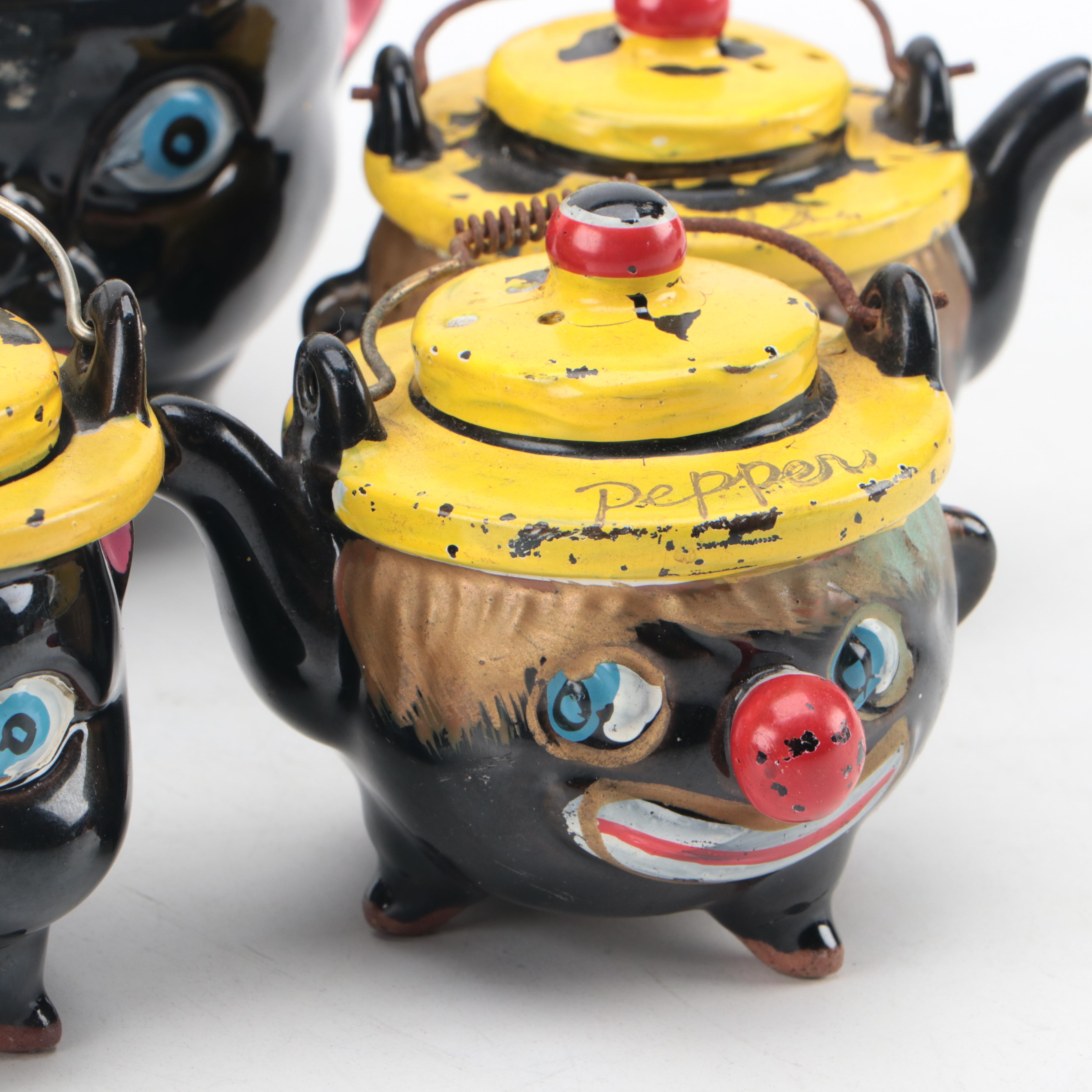 Norcrest and Thames Redware Wire Handled Table Accessories