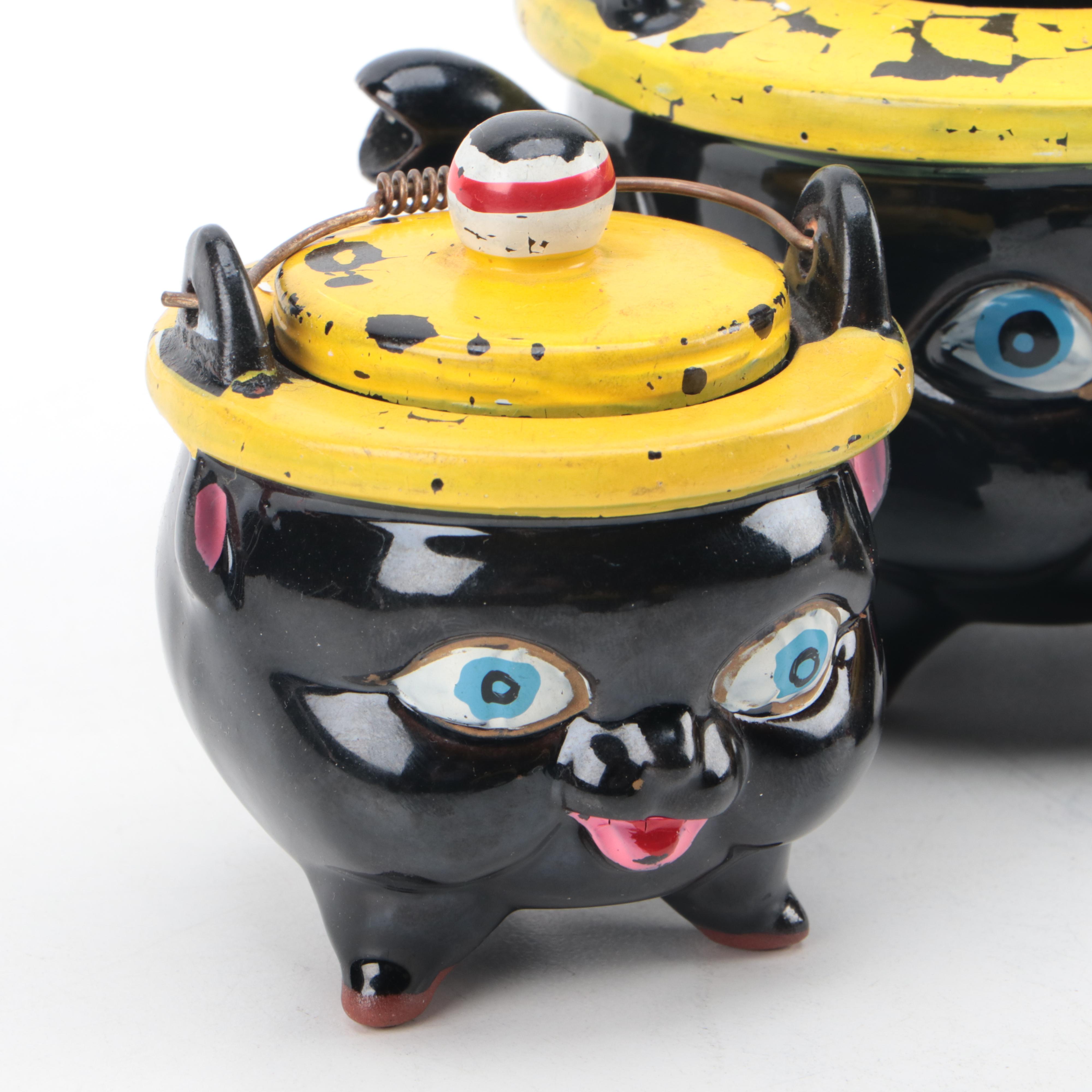 Norcrest and Thames Redware Wire Handled Table Accessories