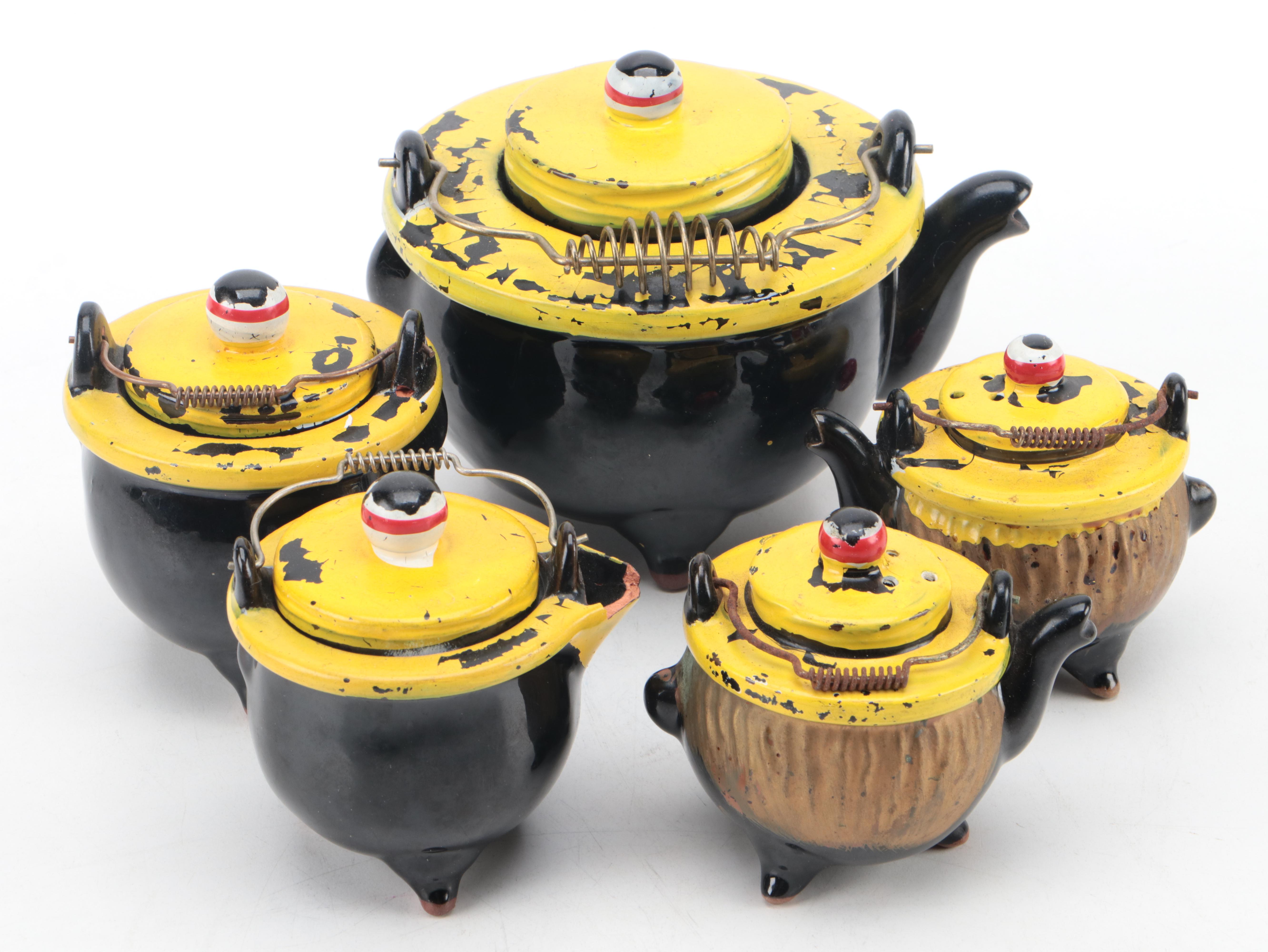 Norcrest and Thames Redware Wire Handled Table Accessories