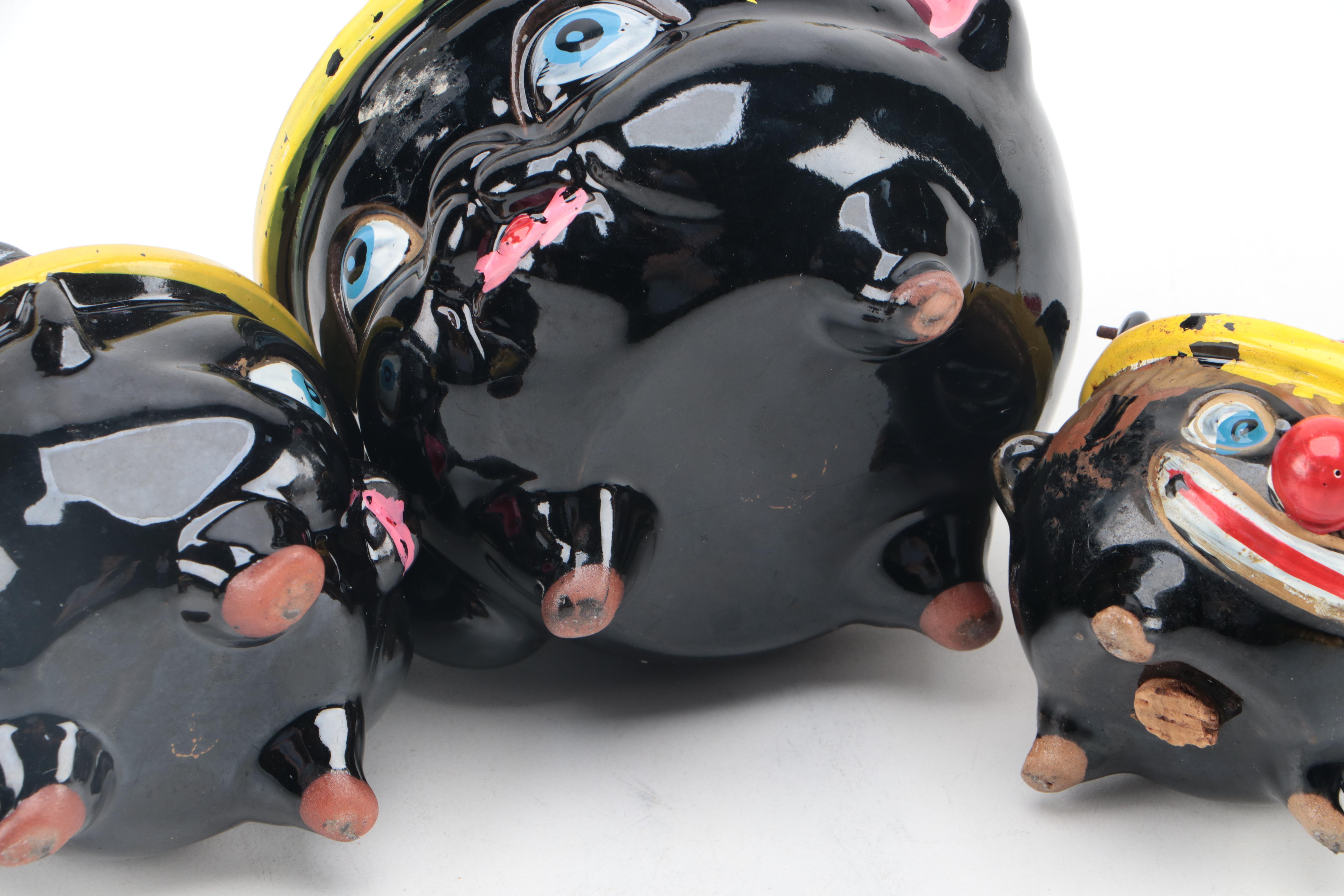 Norcrest and Thames Redware Wire Handled Table Accessories