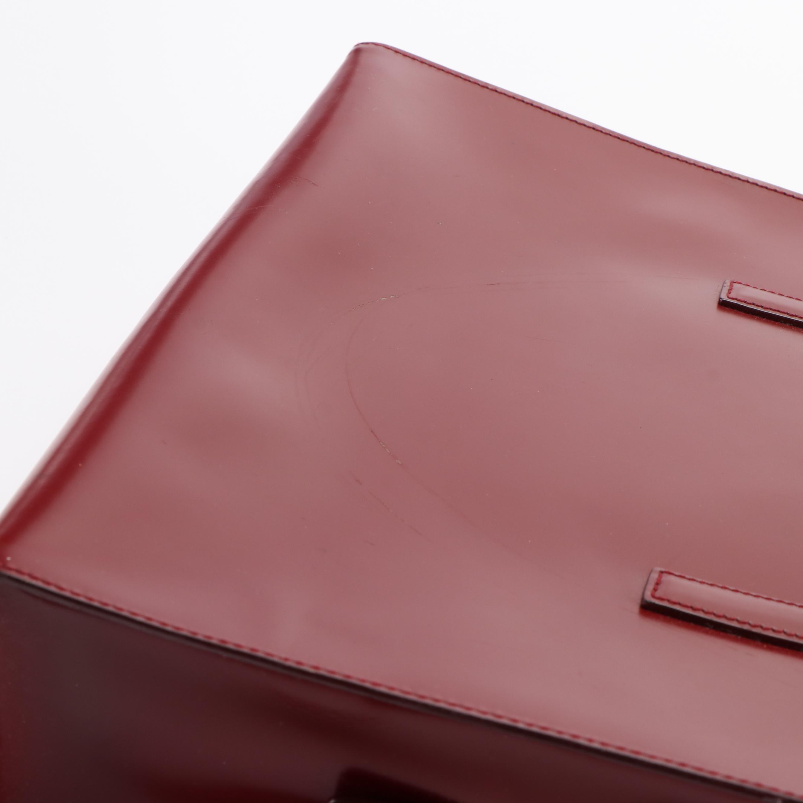 Prada Top Zip Red Leather Tote Bag