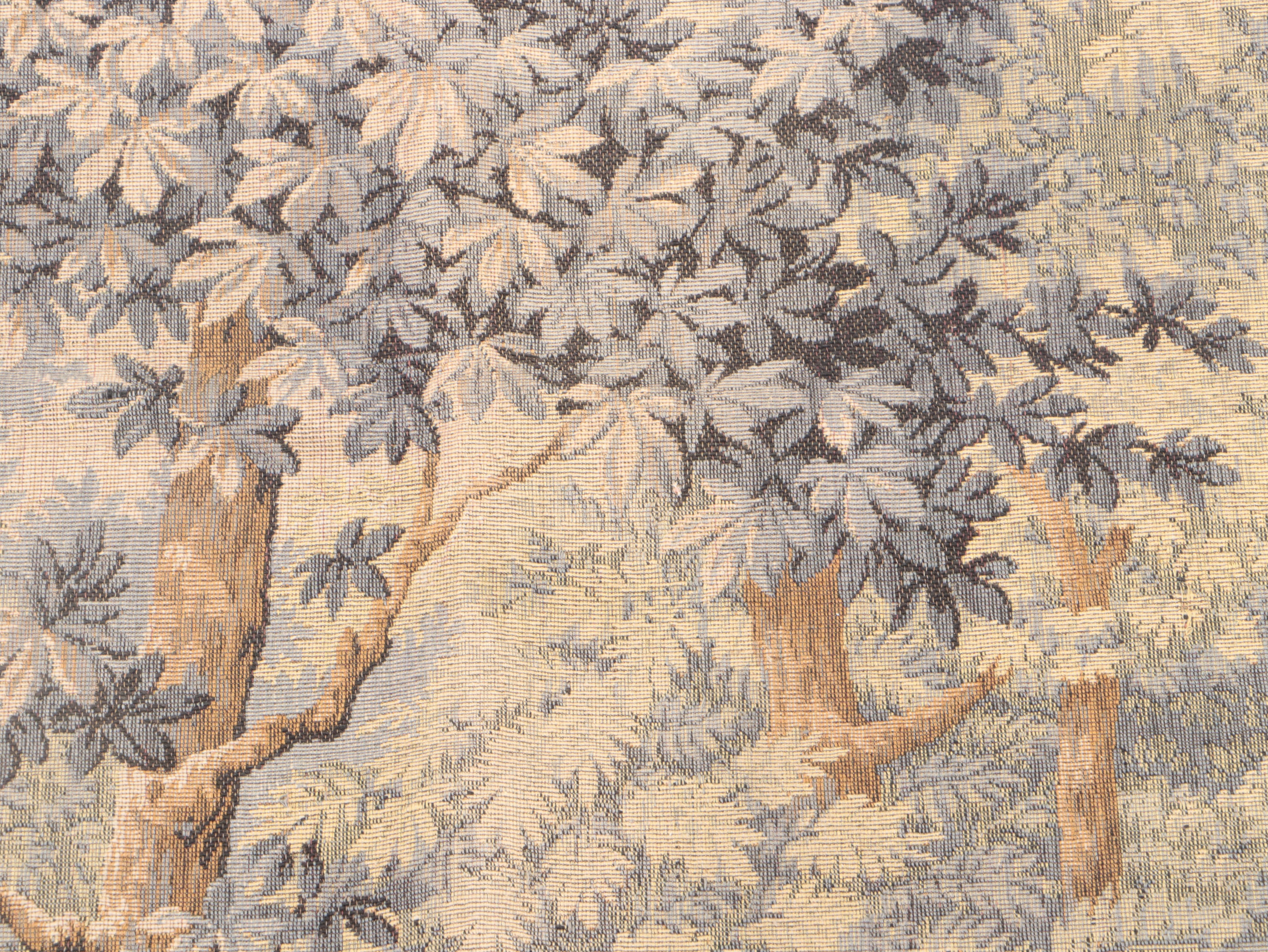 French Machine Made Tapestry Wall Hanging of Birds in Forest