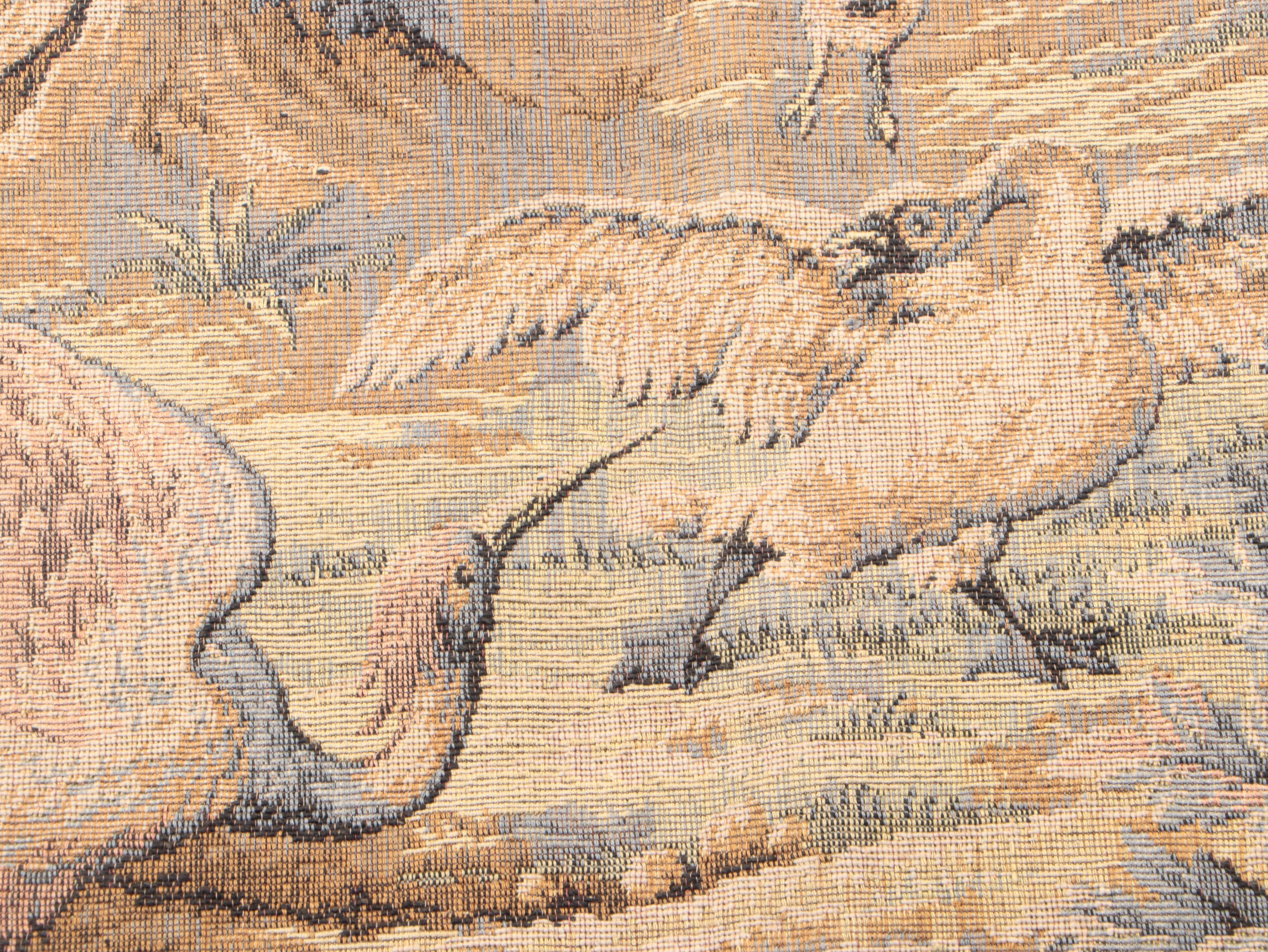 French Machine Made Tapestry Wall Hanging of Birds in Forest