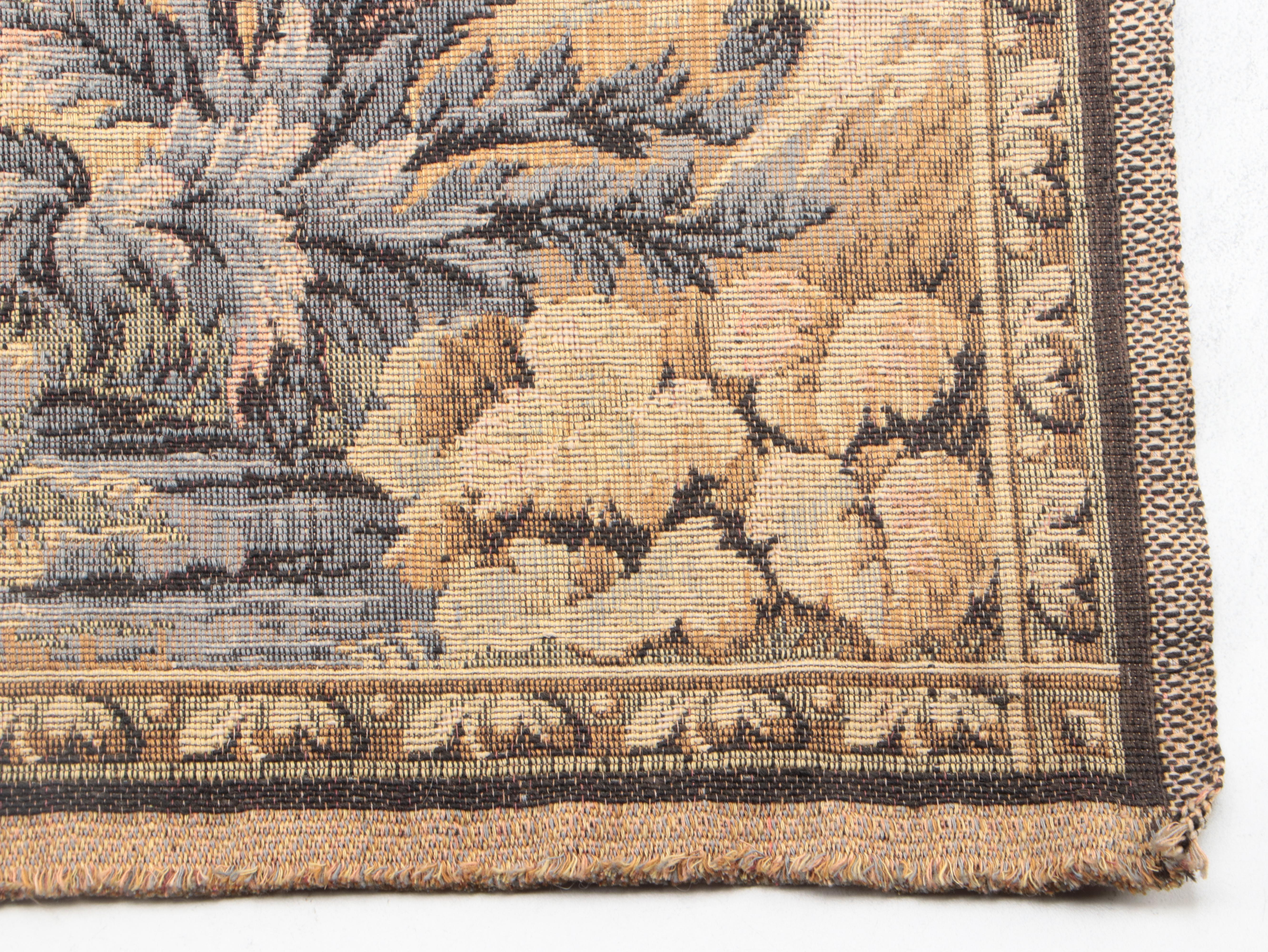 French Machine Made Tapestry Wall Hanging of Birds in Forest