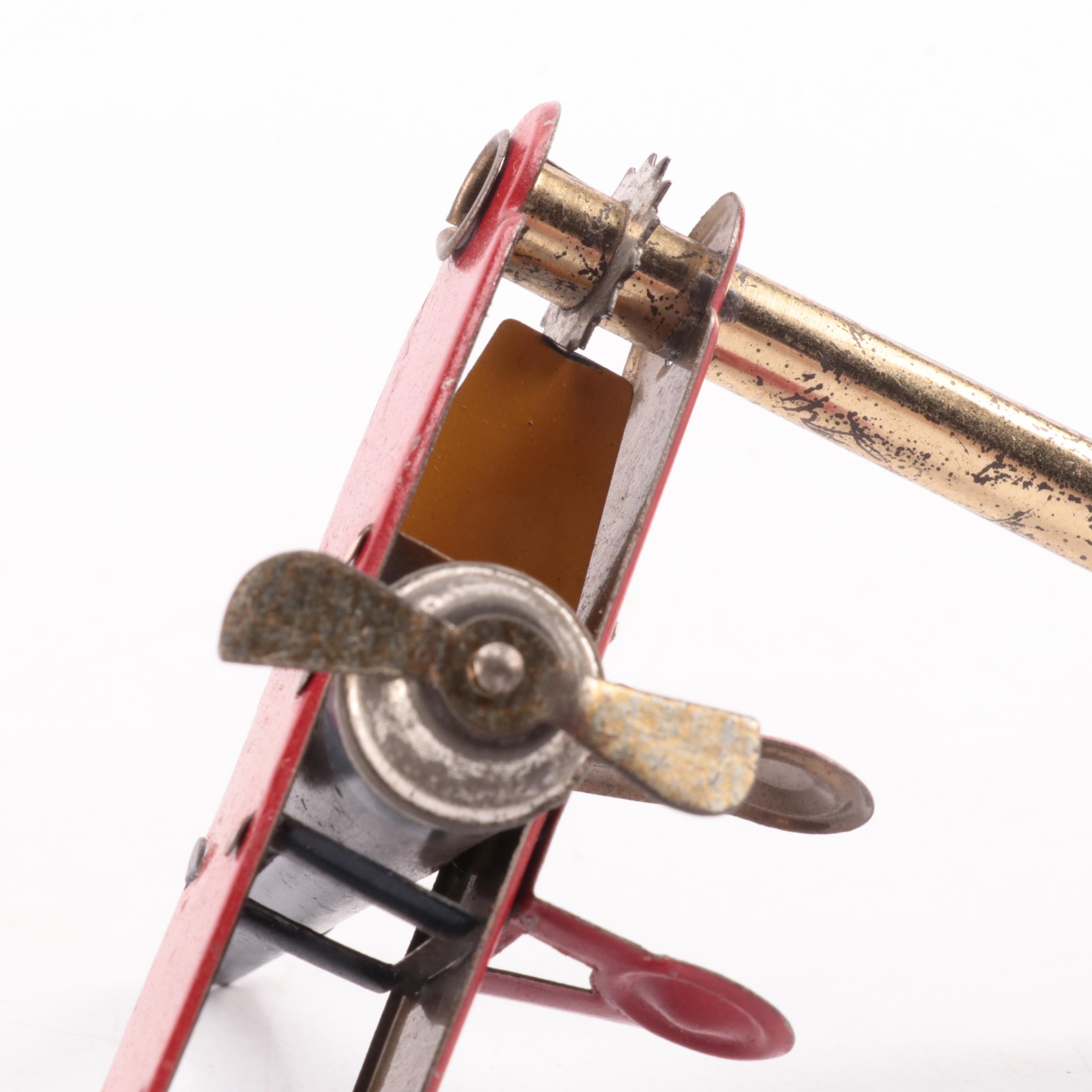 Tin Penny Tin Lithograph Bi-Plane Whistle, Early 20th Century