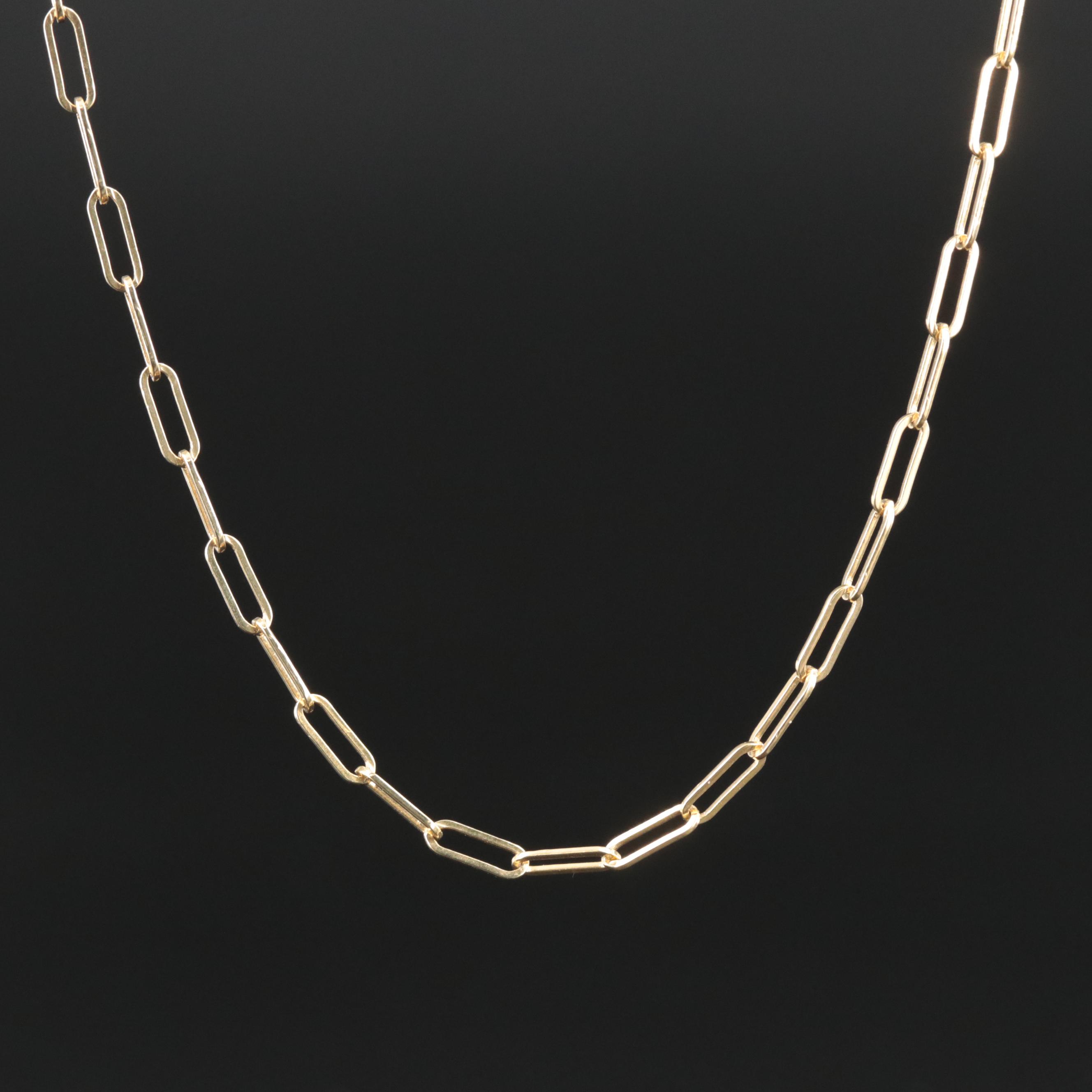 14K Paperclip Chain Necklace EBTH