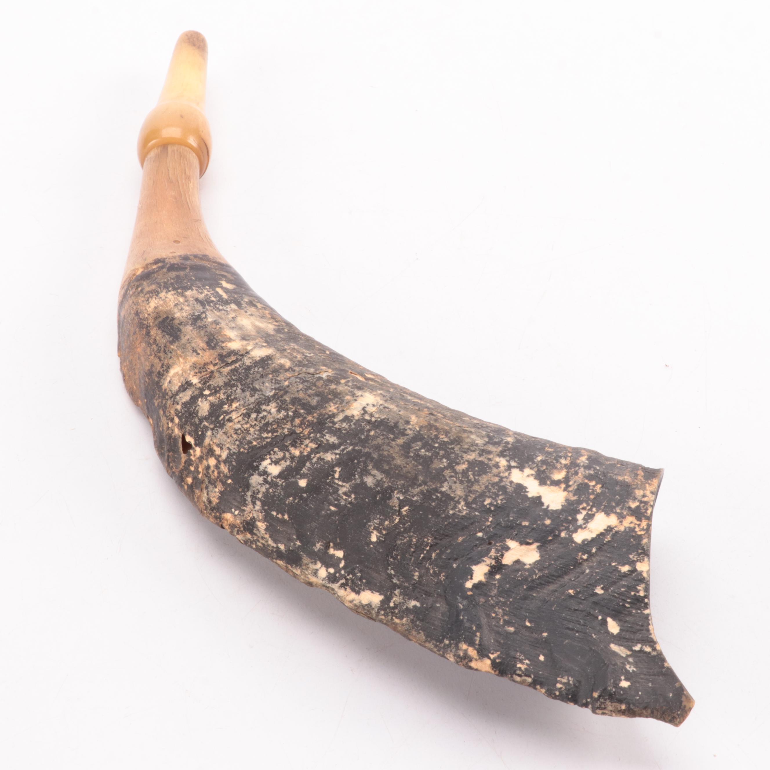 Chinese Metal and Wood Suona with Ram's Horn Signaling Trumpet