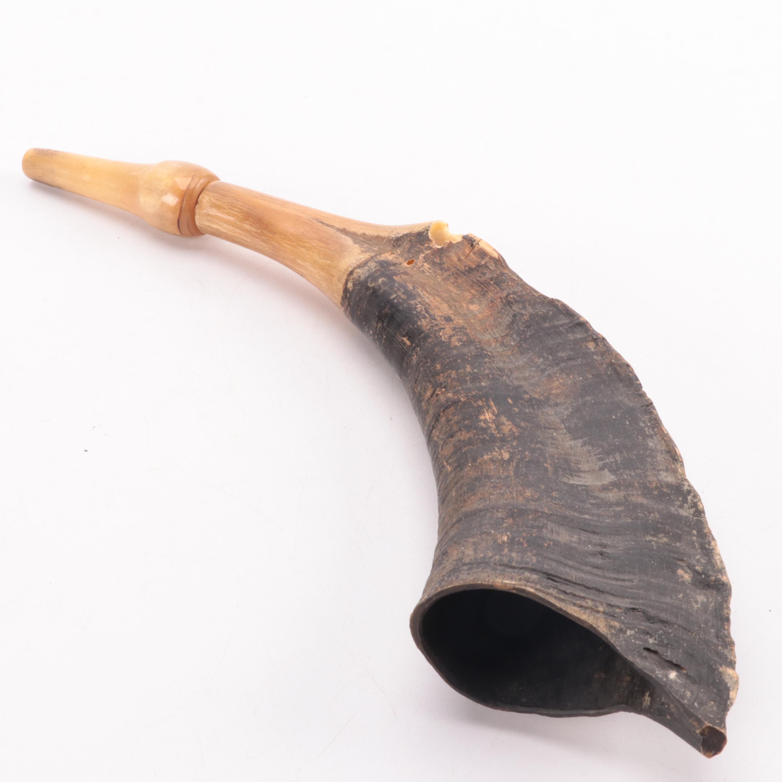 Chinese Metal and Wood Suona with Ram's Horn Signaling Trumpet