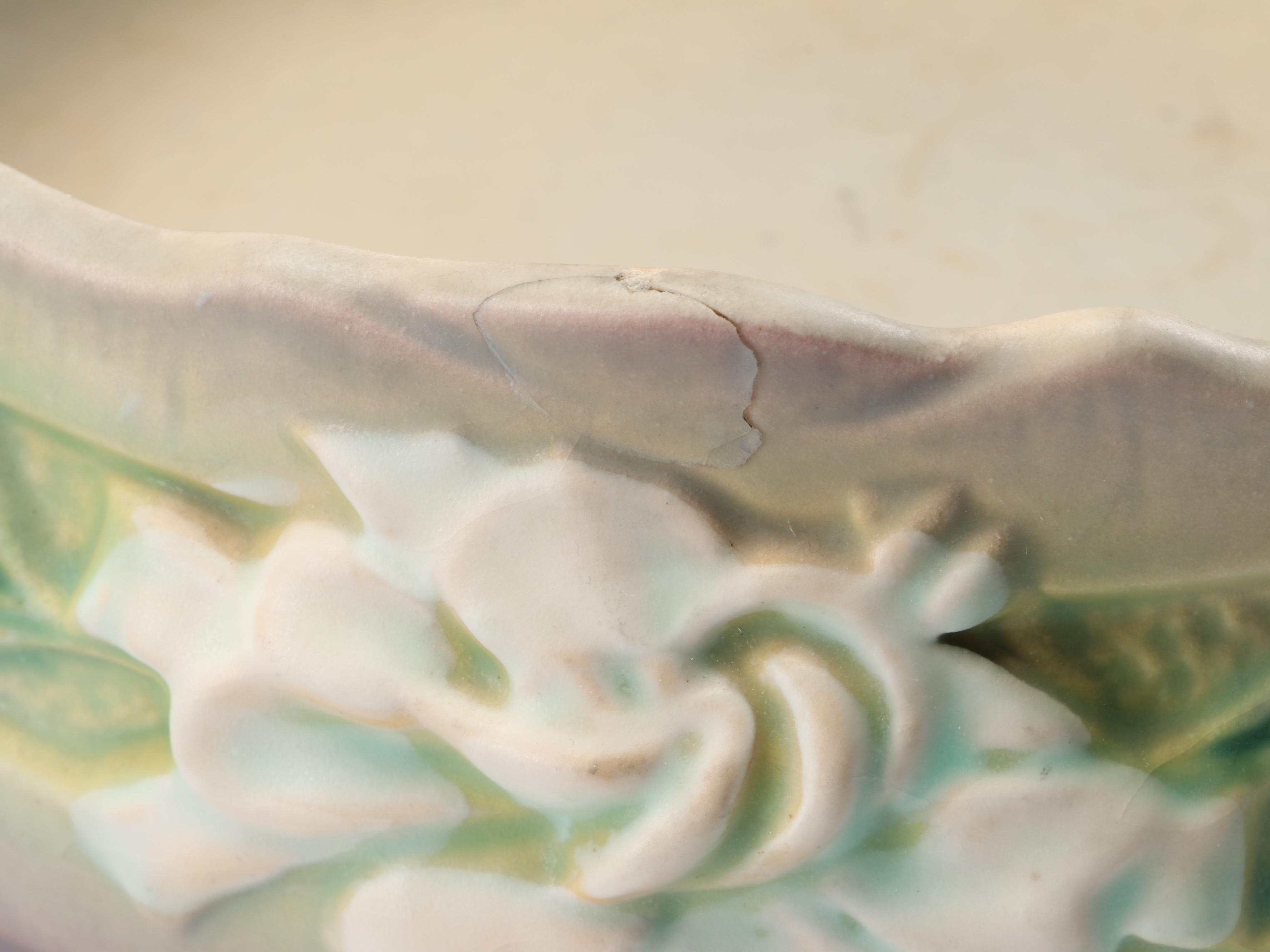 Roseville Pottery Gardenia and Peony Vases With Gardenia Candlesticks and Bowl