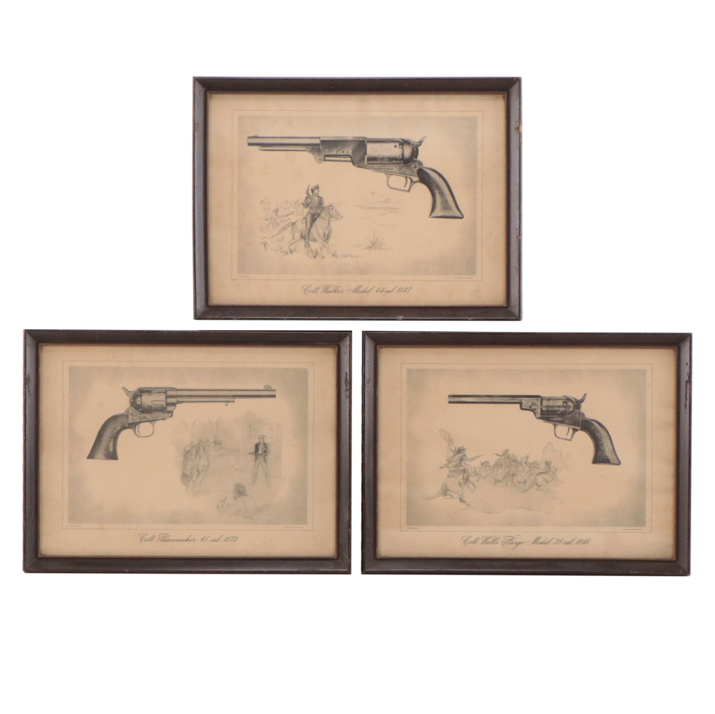Prints of Colt Revolvers and Western Scenes, 1950s